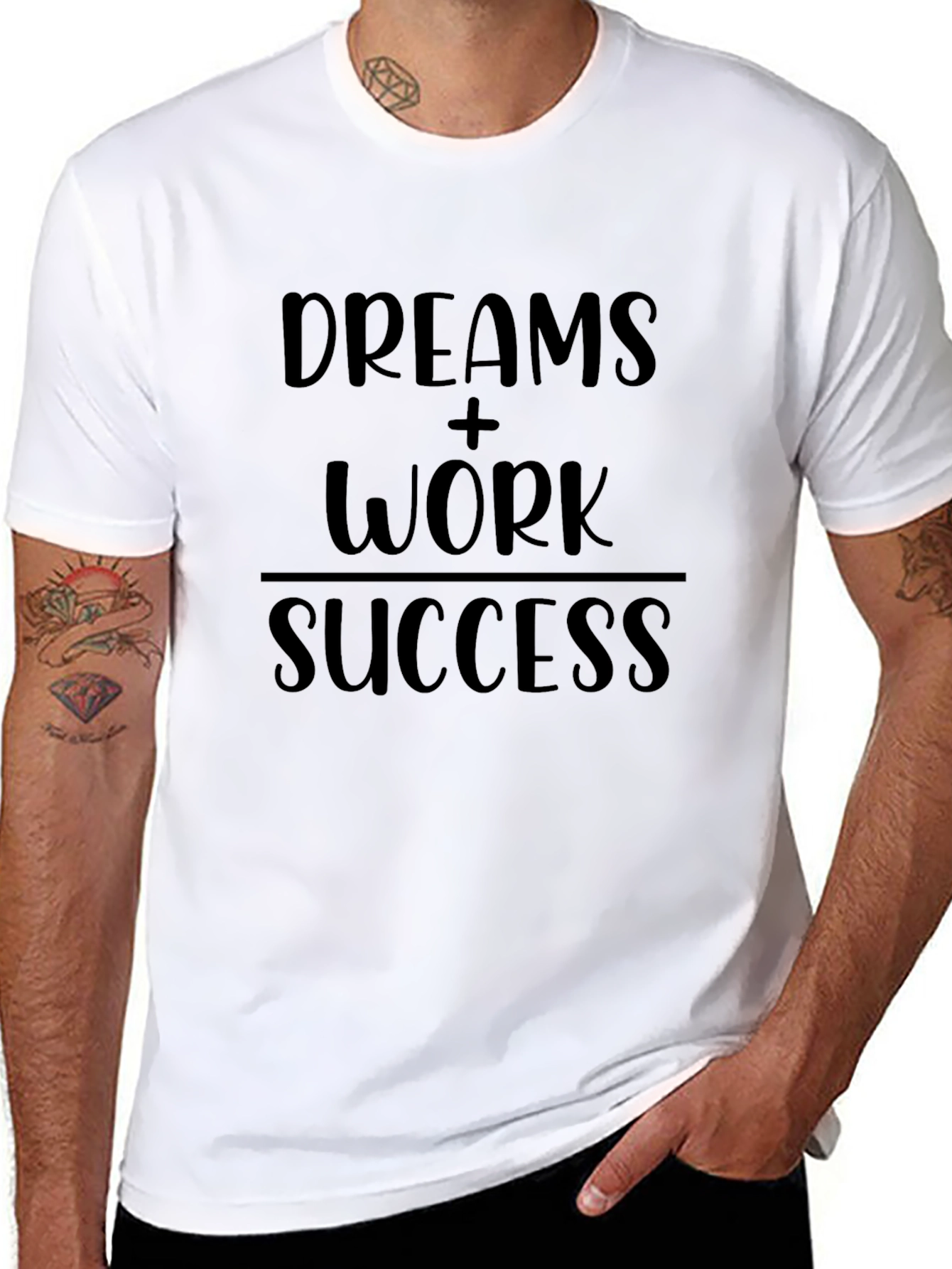 Camiseta Negra: Sueños + Trabajo = Éxito