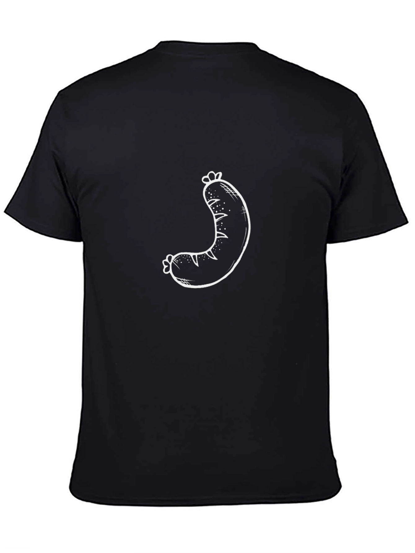 Camiseta Negra con Diseño de Salchicha Estilizada