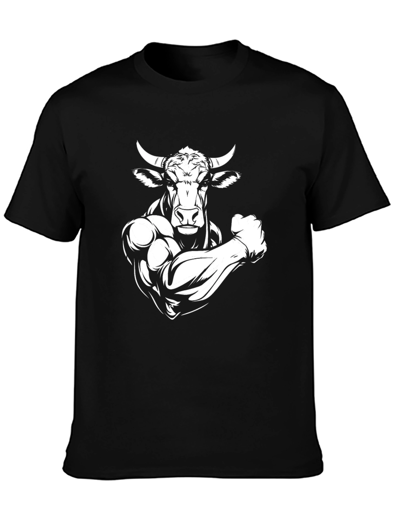 Camiseta Negra Toro Musculoso con Cuernos