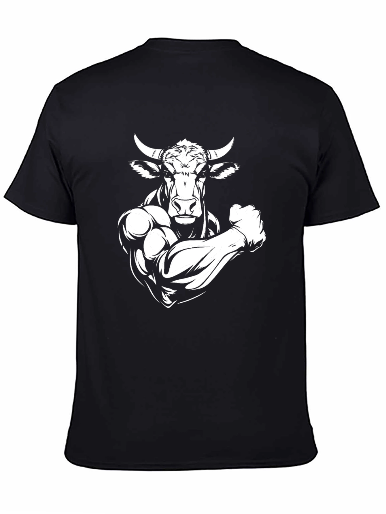 Camiseta Negra Toro Musculoso con Cuernos