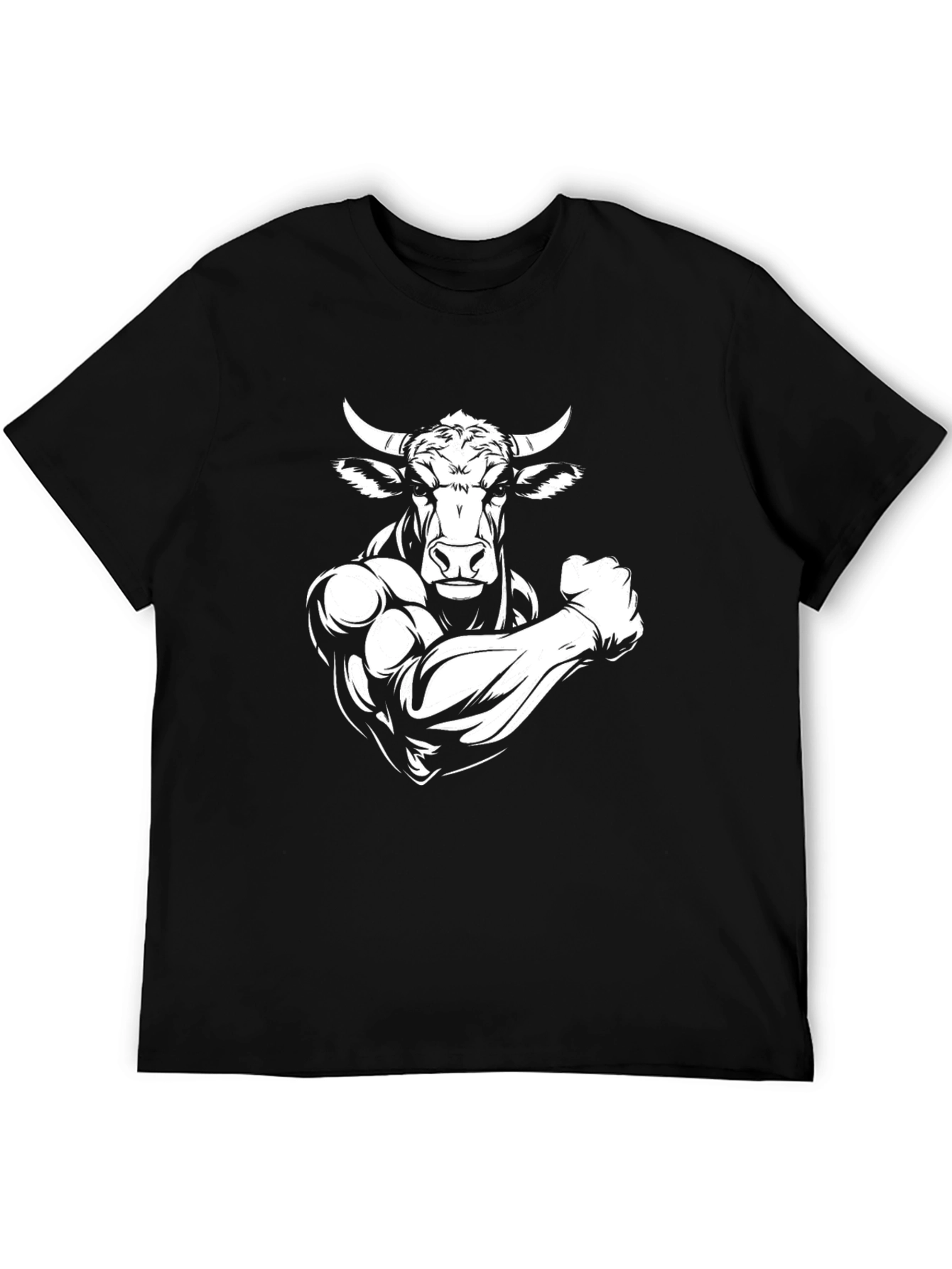 Camiseta Negra Toro Musculoso con Cuernos