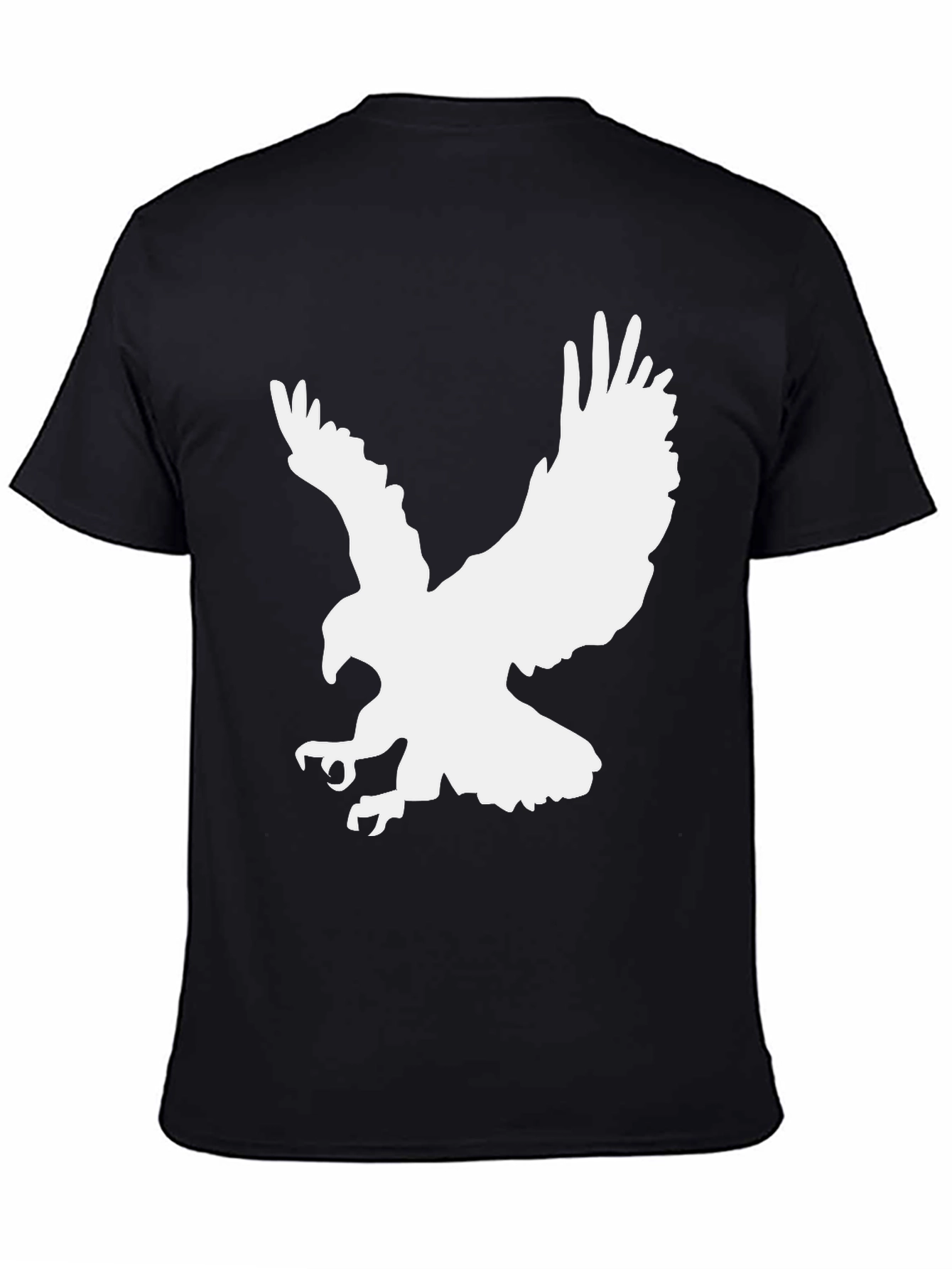Camiseta Negra Hombre con Águila Blanca Estampada