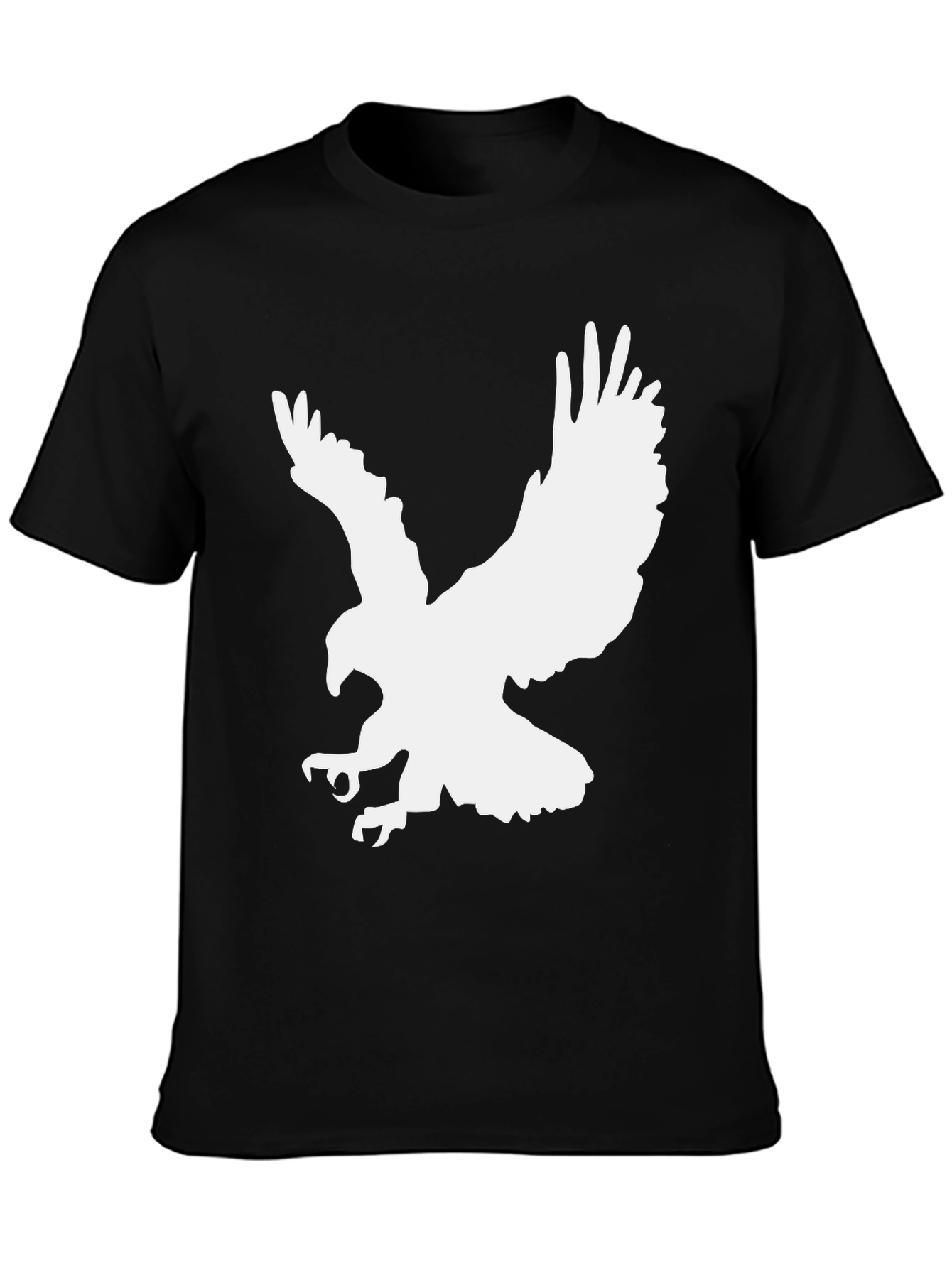 Camiseta Negra Hombre con Águila Blanca Estampada