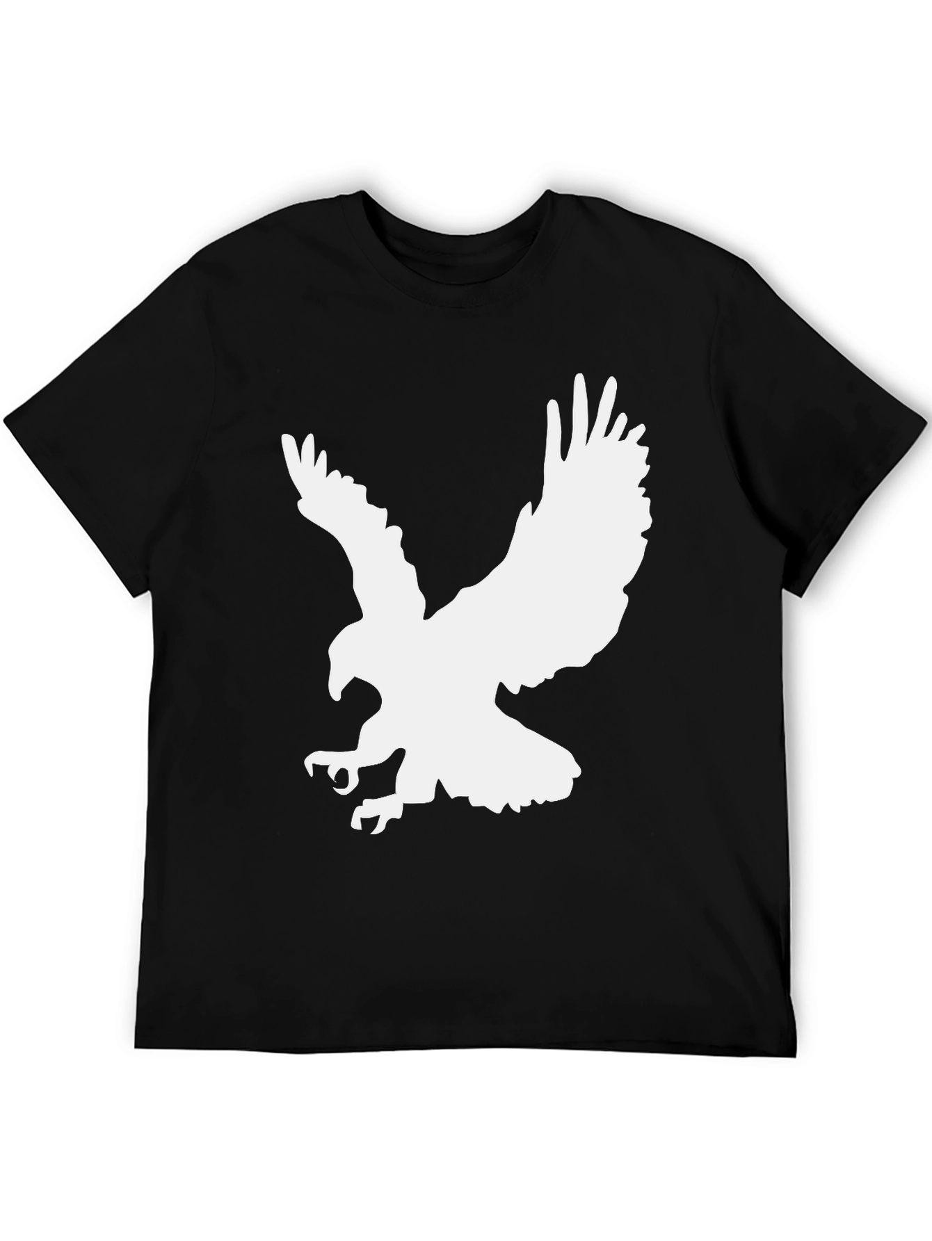 Camiseta Negra Hombre con Águila Blanca Estampada