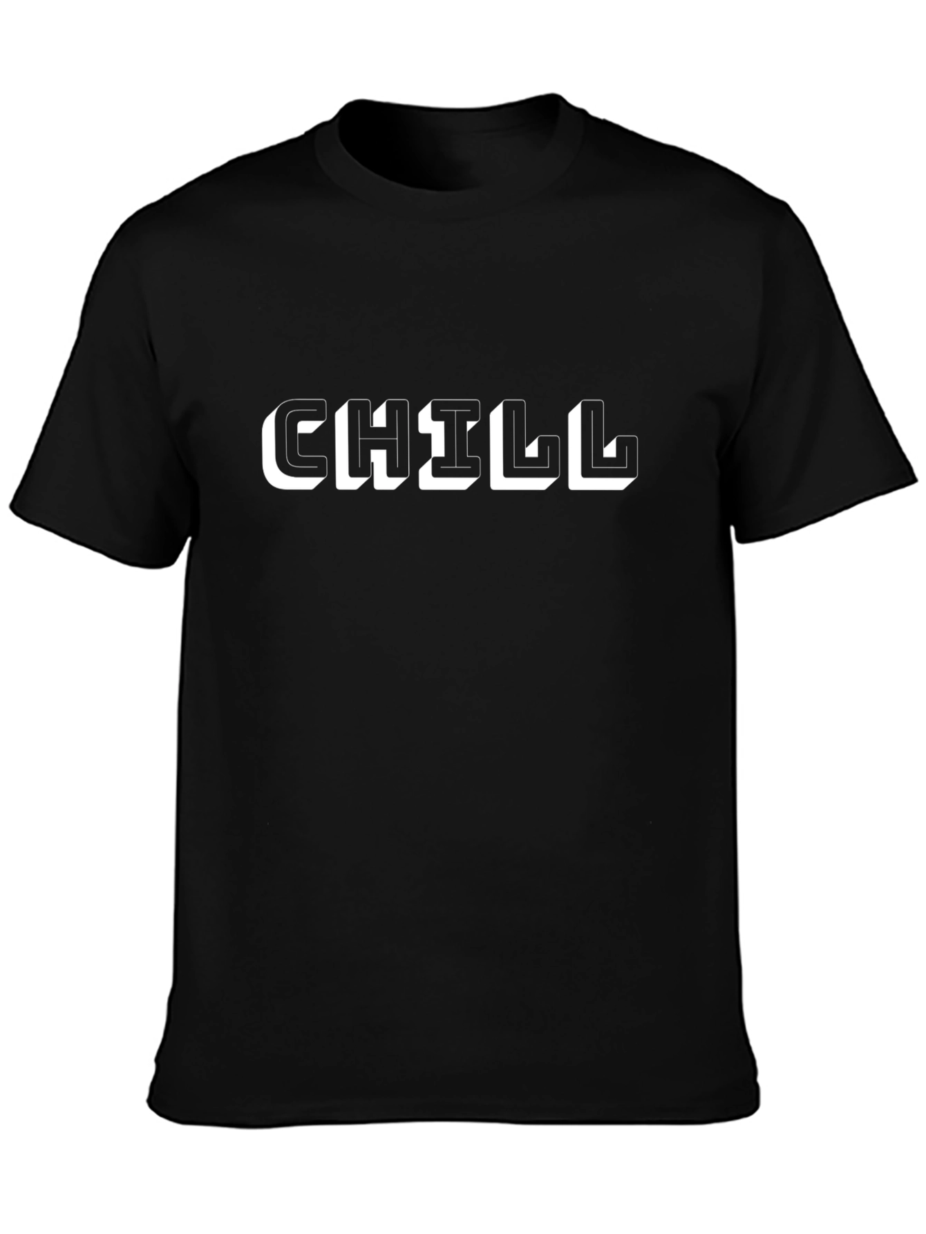 Camiseta Negra Chill Diseño 3D Casual