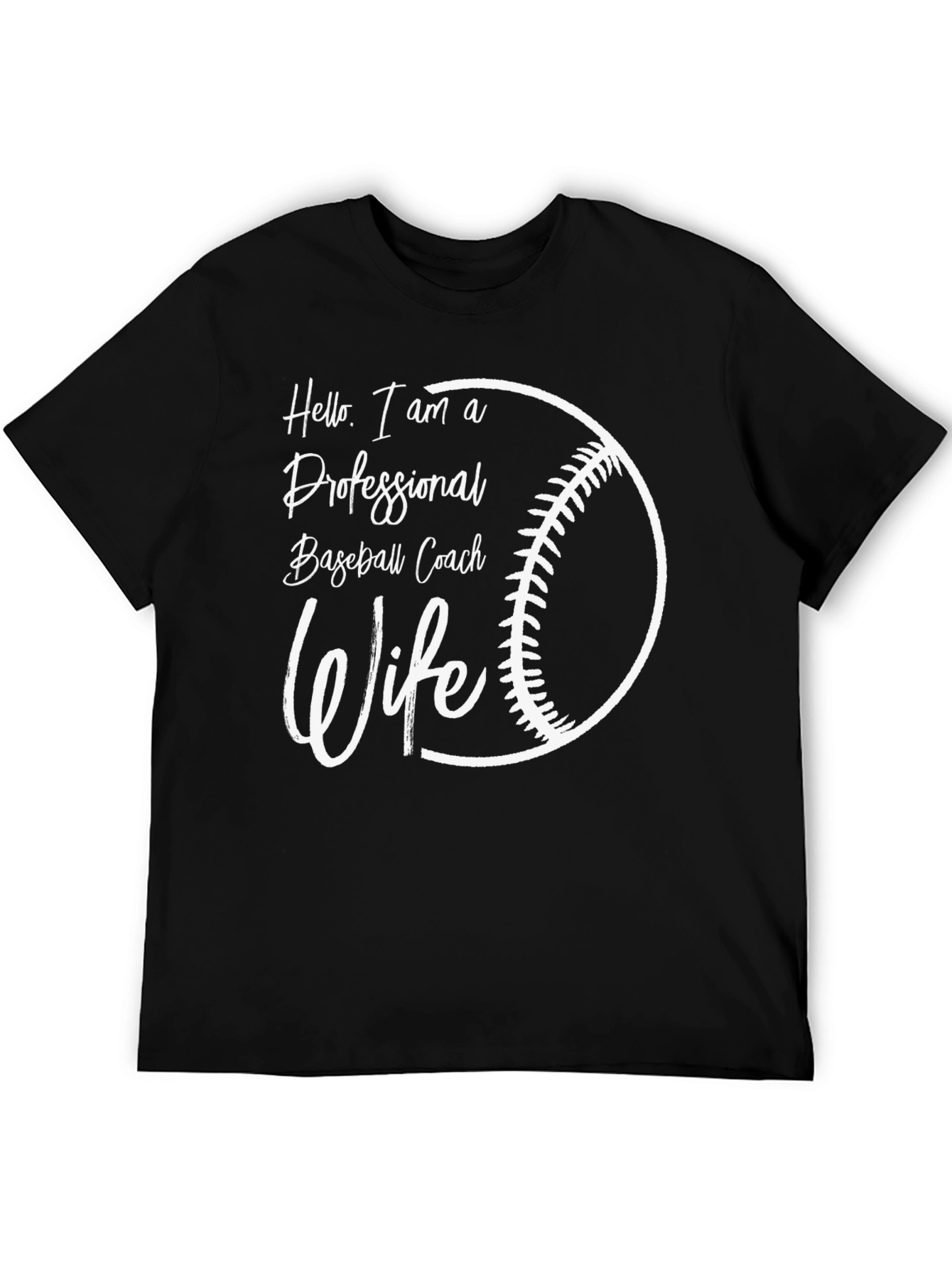 Camiseta Negra Esposa de Entrenador de Béisbol Profesional