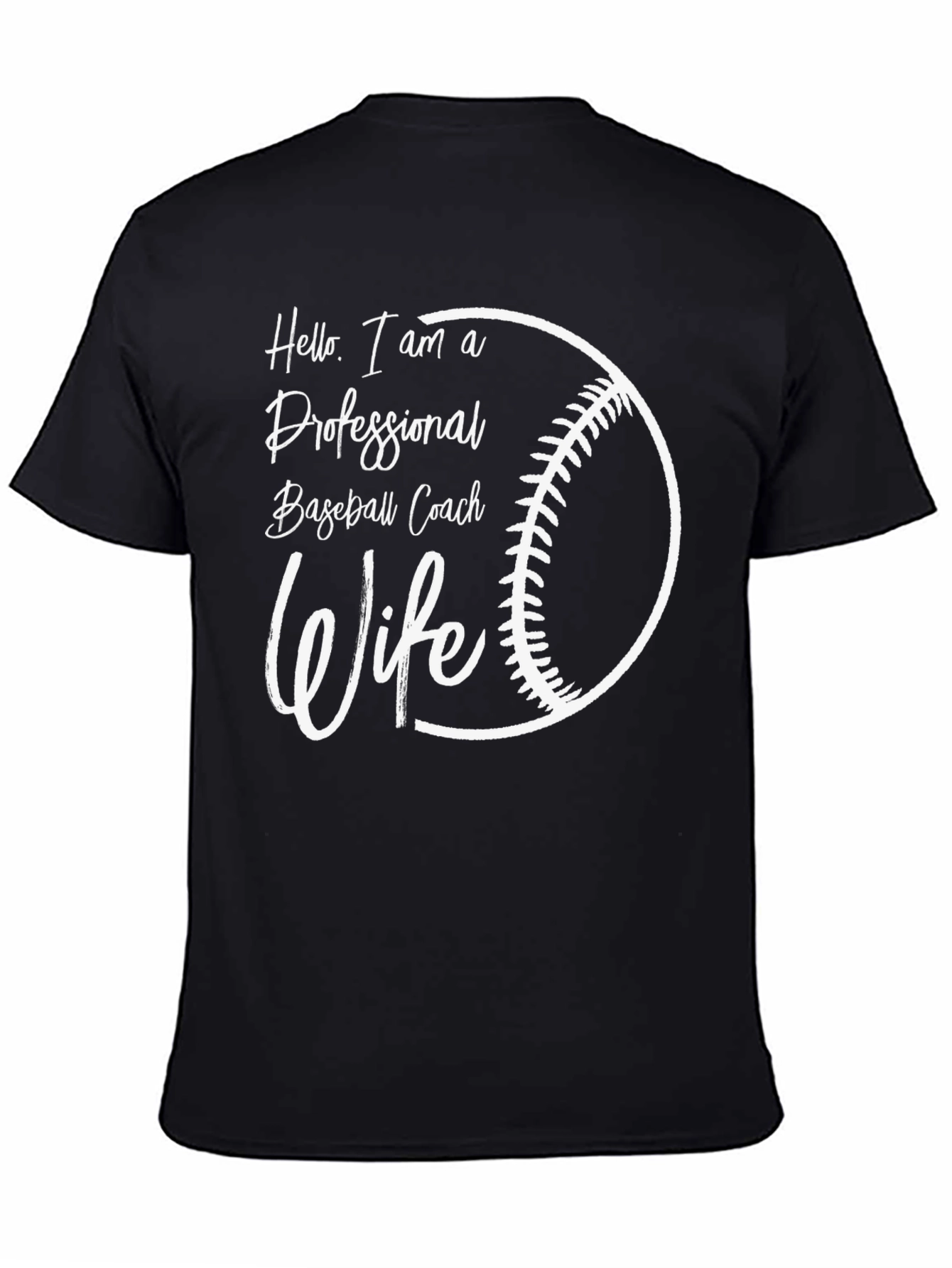 Camiseta Negra Esposa de Entrenador de Béisbol Profesional