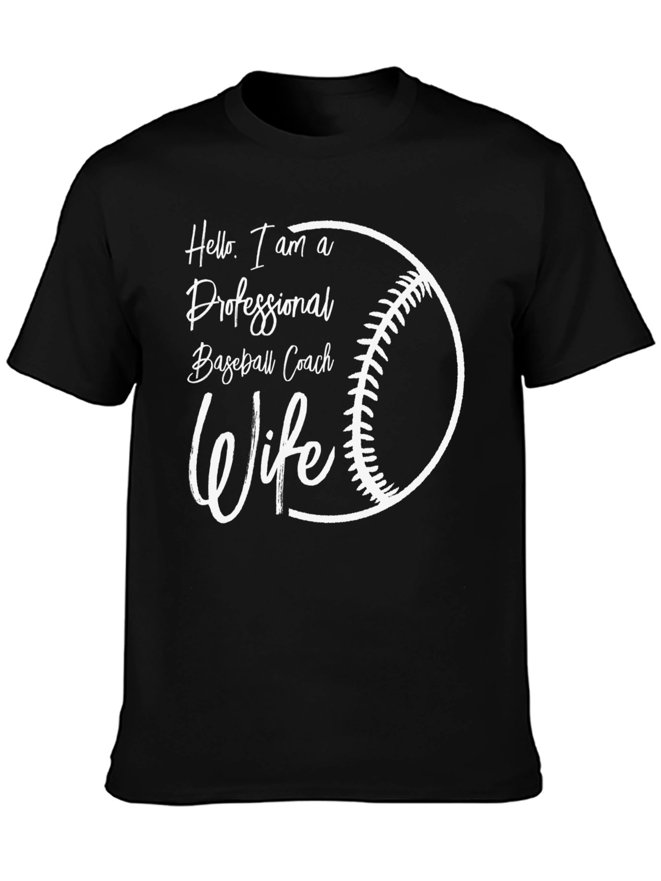 Camiseta Negra Esposa de Entrenador de Béisbol Profesional