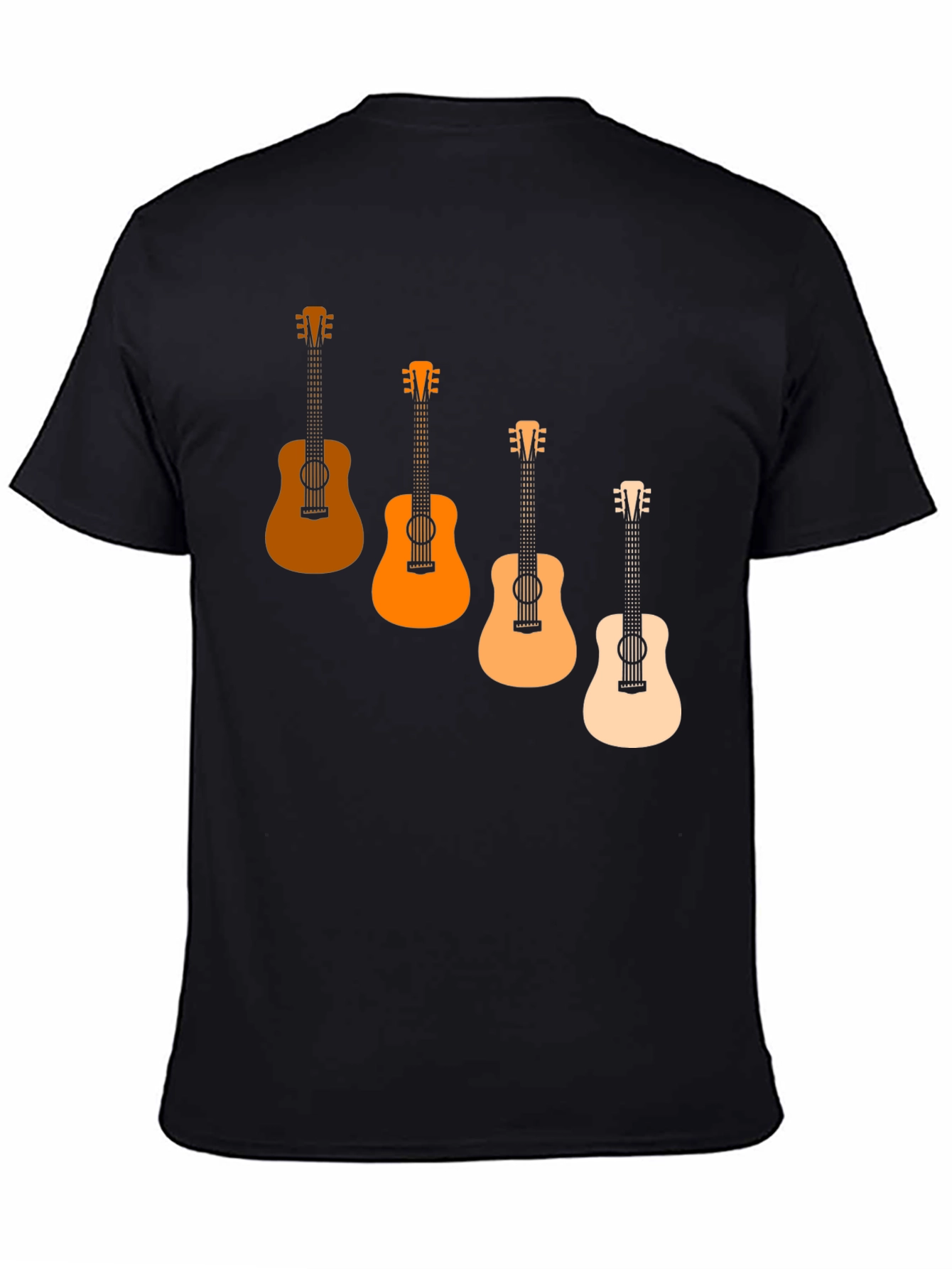 Camiseta Negra con Diseño de Guitarras Degradadas