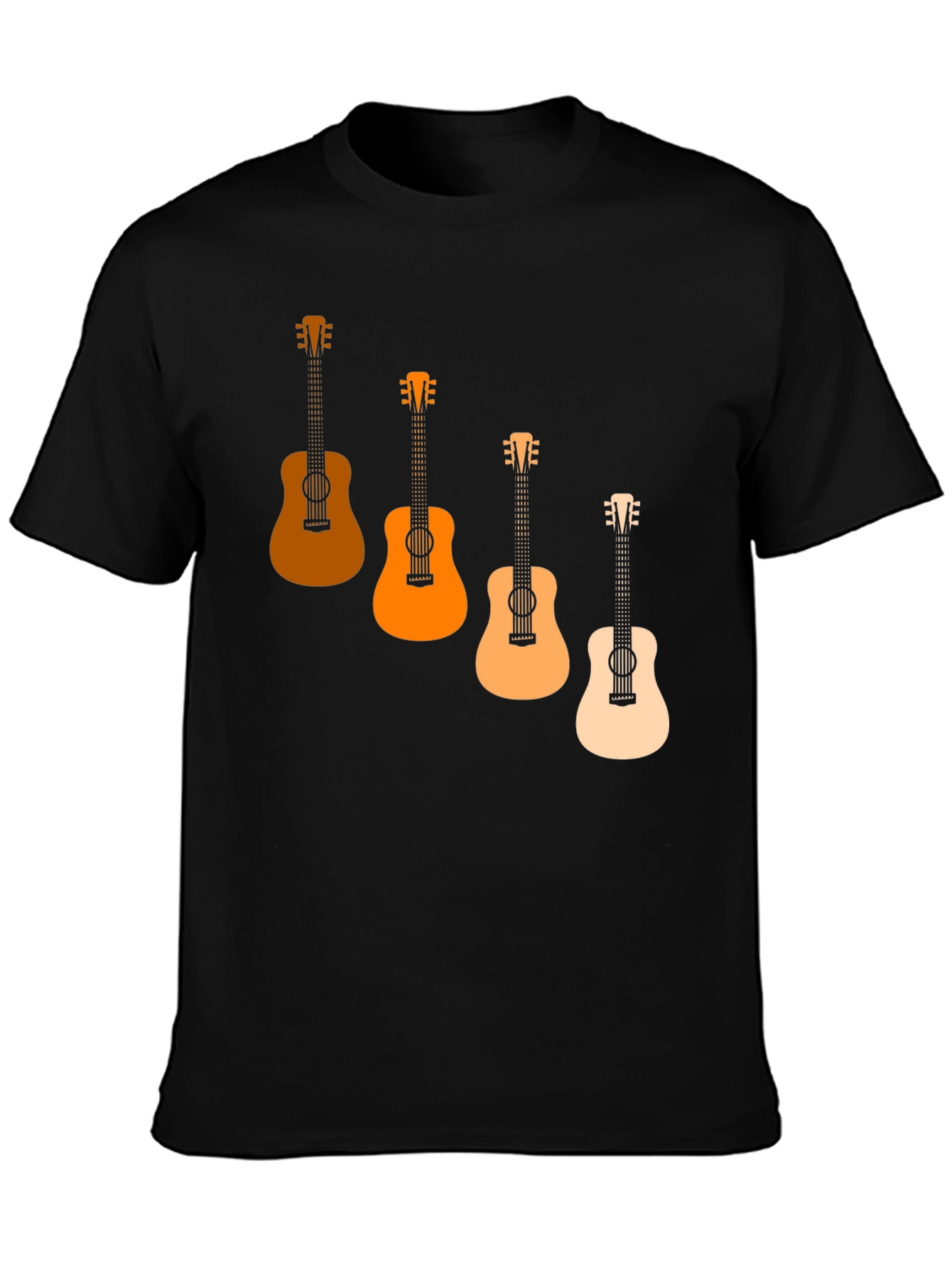 Camiseta Negra con Diseño de Guitarras Degradadas