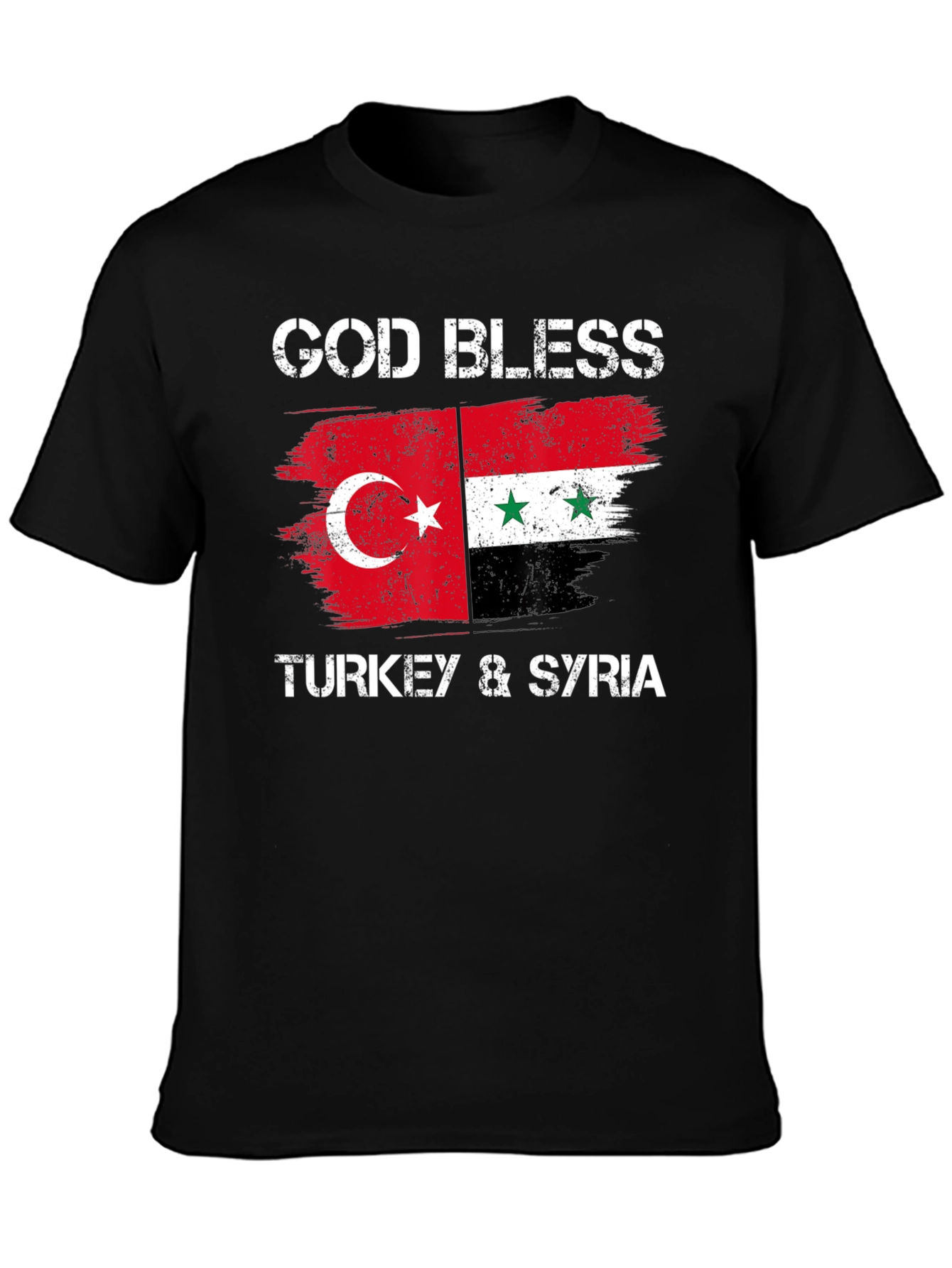Camiseta Negra: God Bless Turkey & Syria