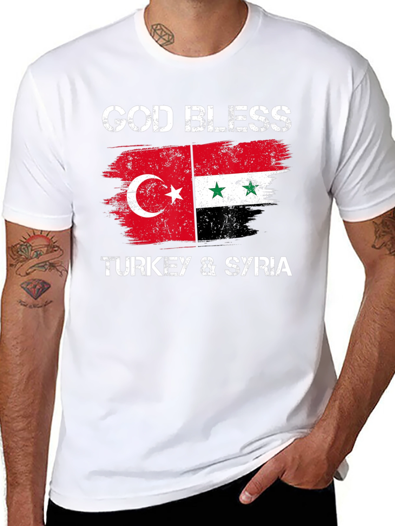Camiseta Negra: God Bless Turkey & Syria