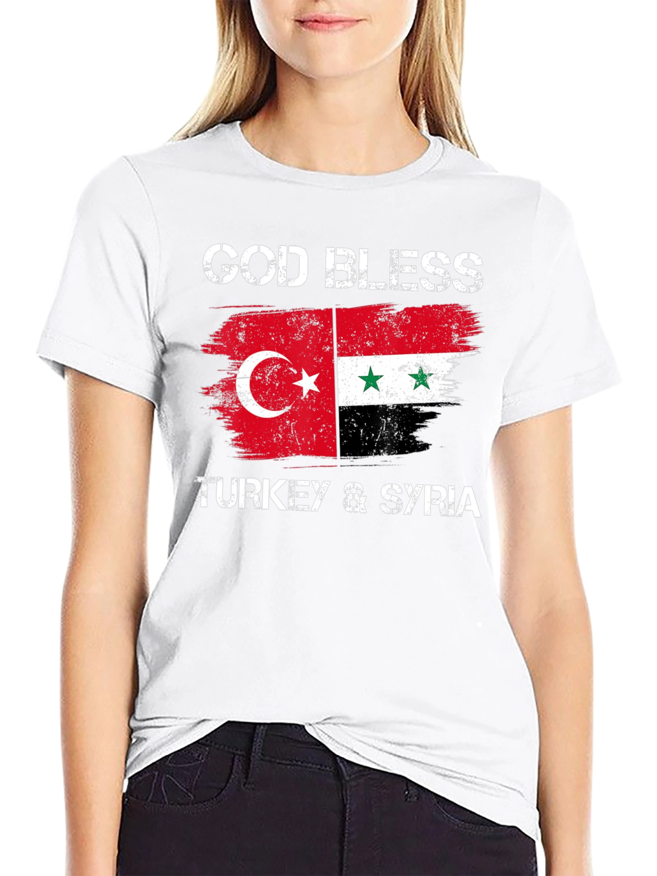 Camiseta Negra: God Bless Turkey & Syria