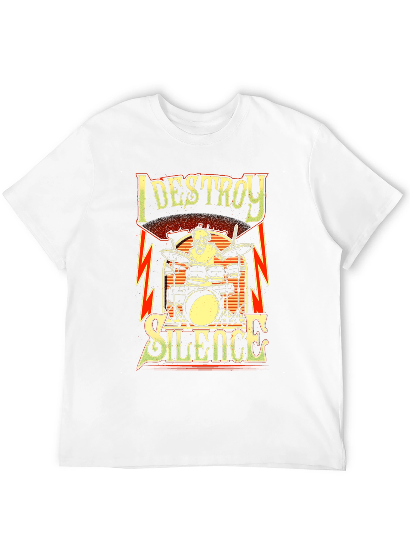 Camiseta Negra con Diseño de Batería I Destroy Silence