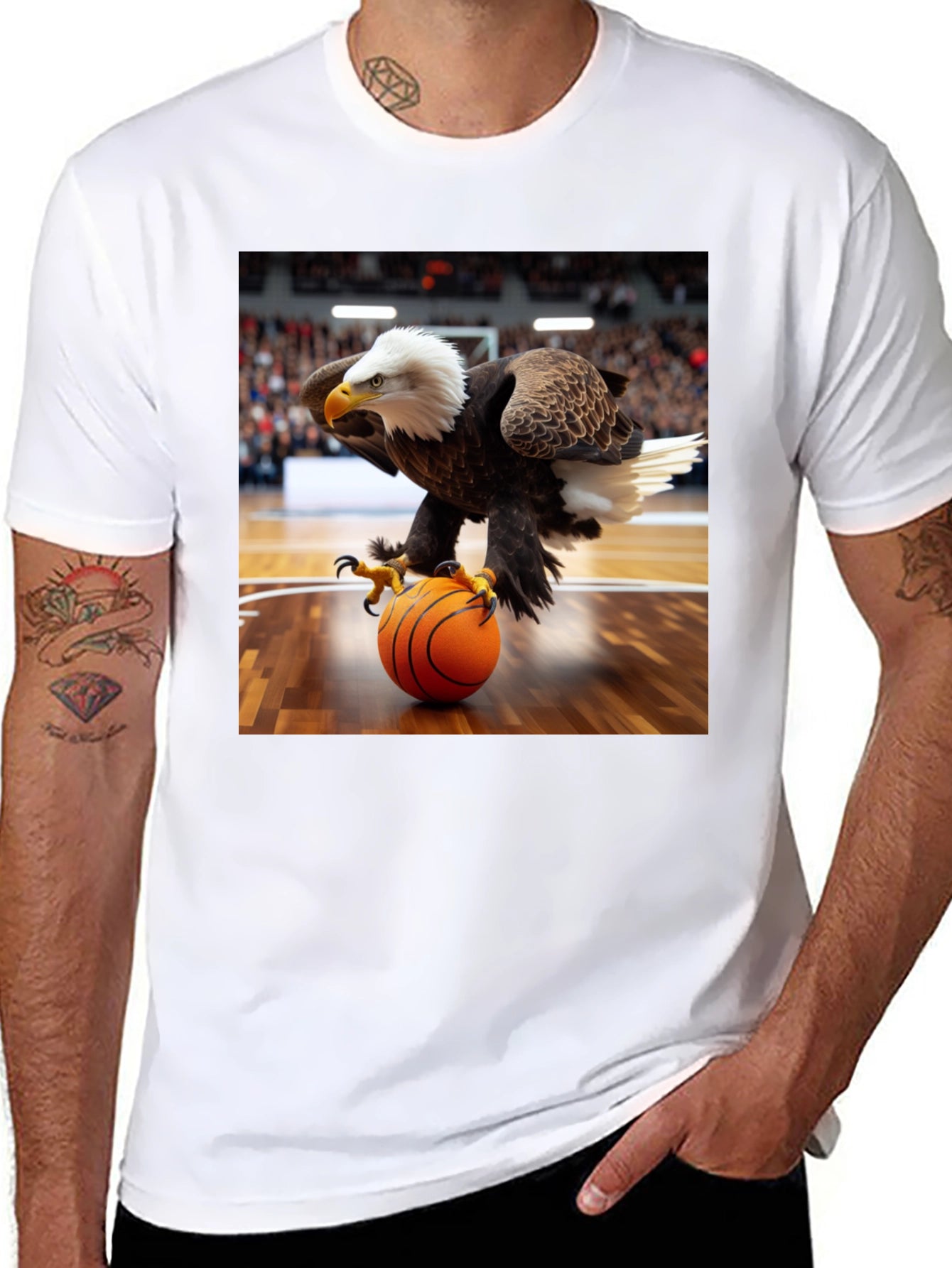 Camiseta Hombre con Águila Jugando Baloncesto