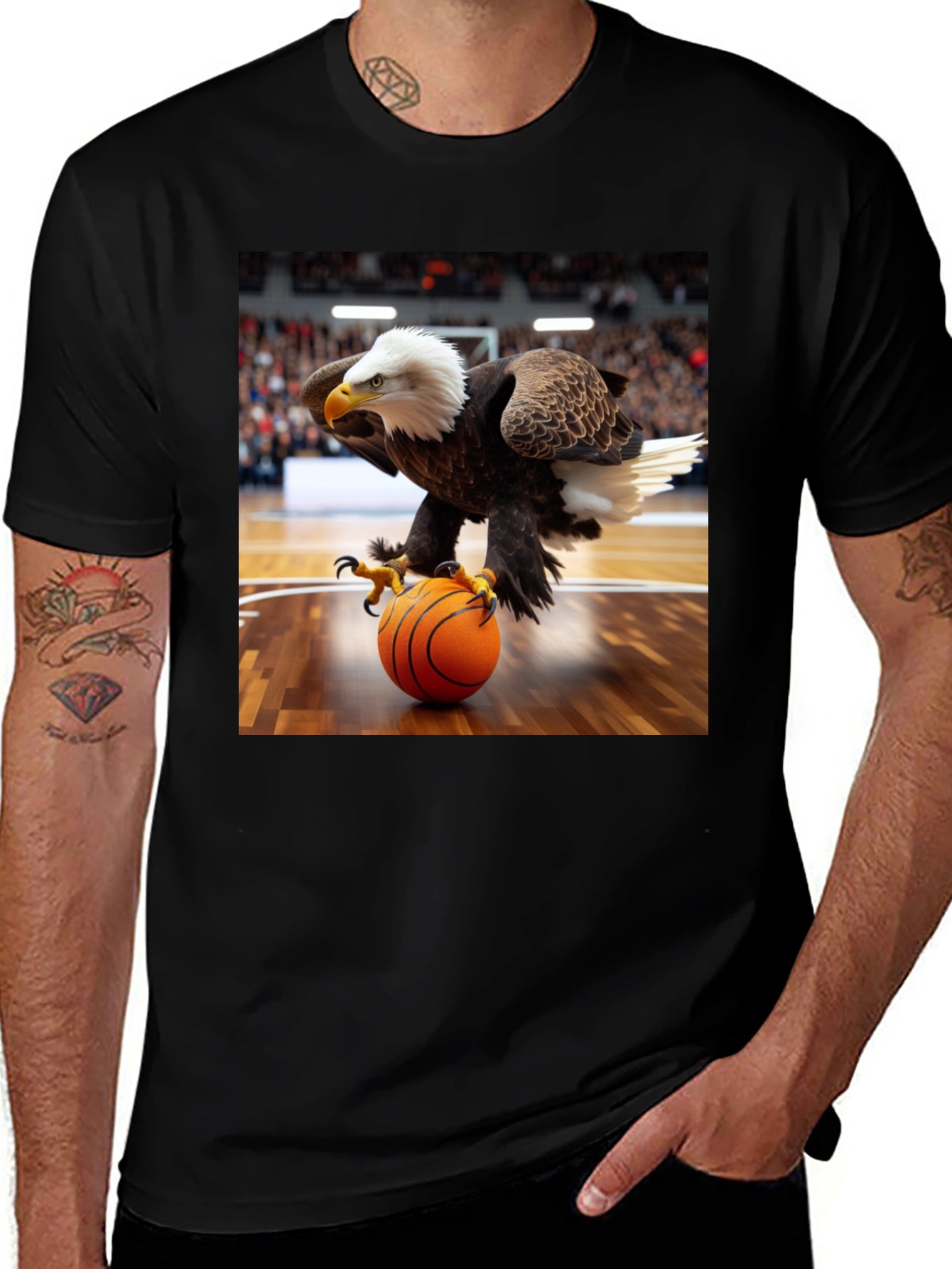 Camiseta Hombre con Águila Jugando Baloncesto