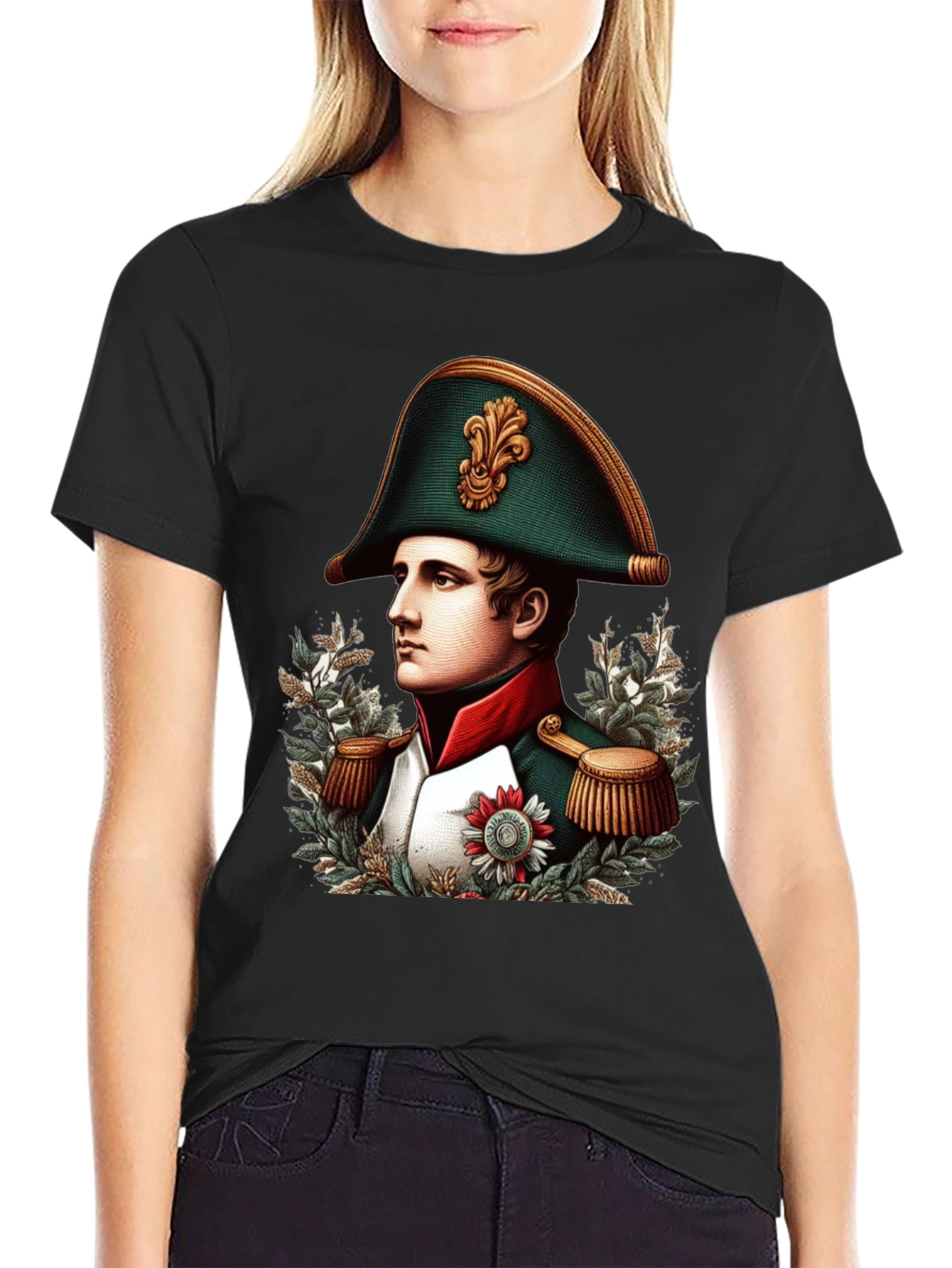 Camiseta Negra Napoleón Bonaparte Diseño Gráfico