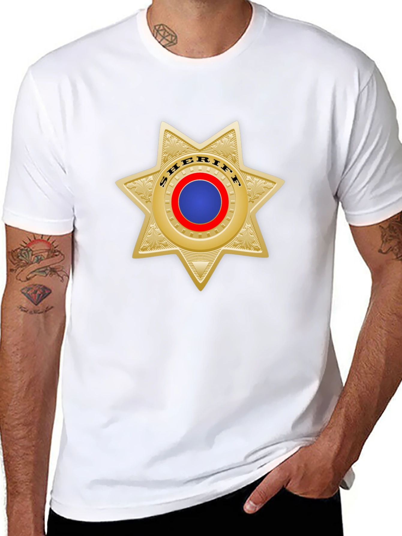 Camiseta Negra con Insignia Sheriff Dorada