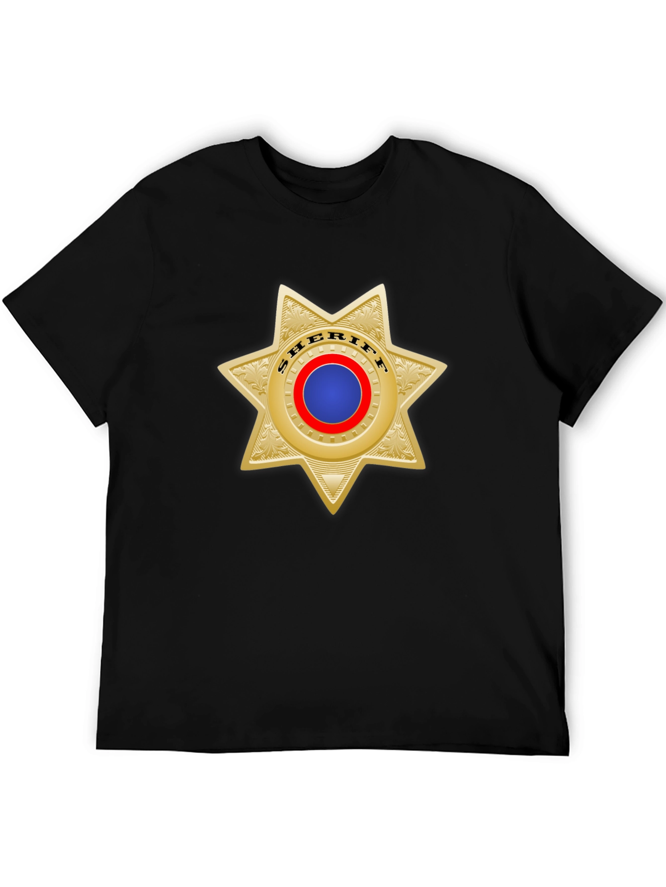 Camiseta Negra con Insignia Sheriff Dorada