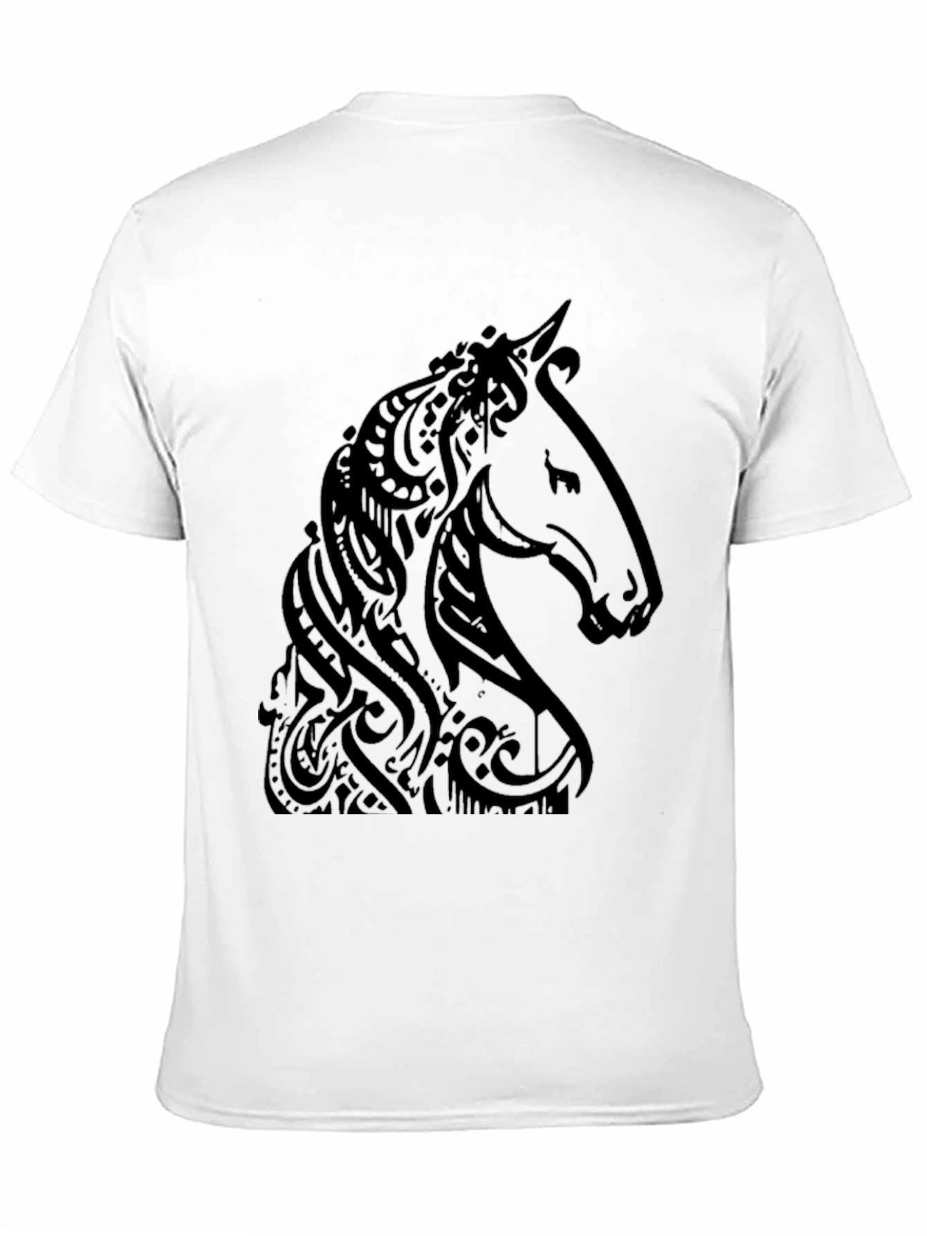 Camiseta Negra Estampado Cabeza de Caballo Tribal