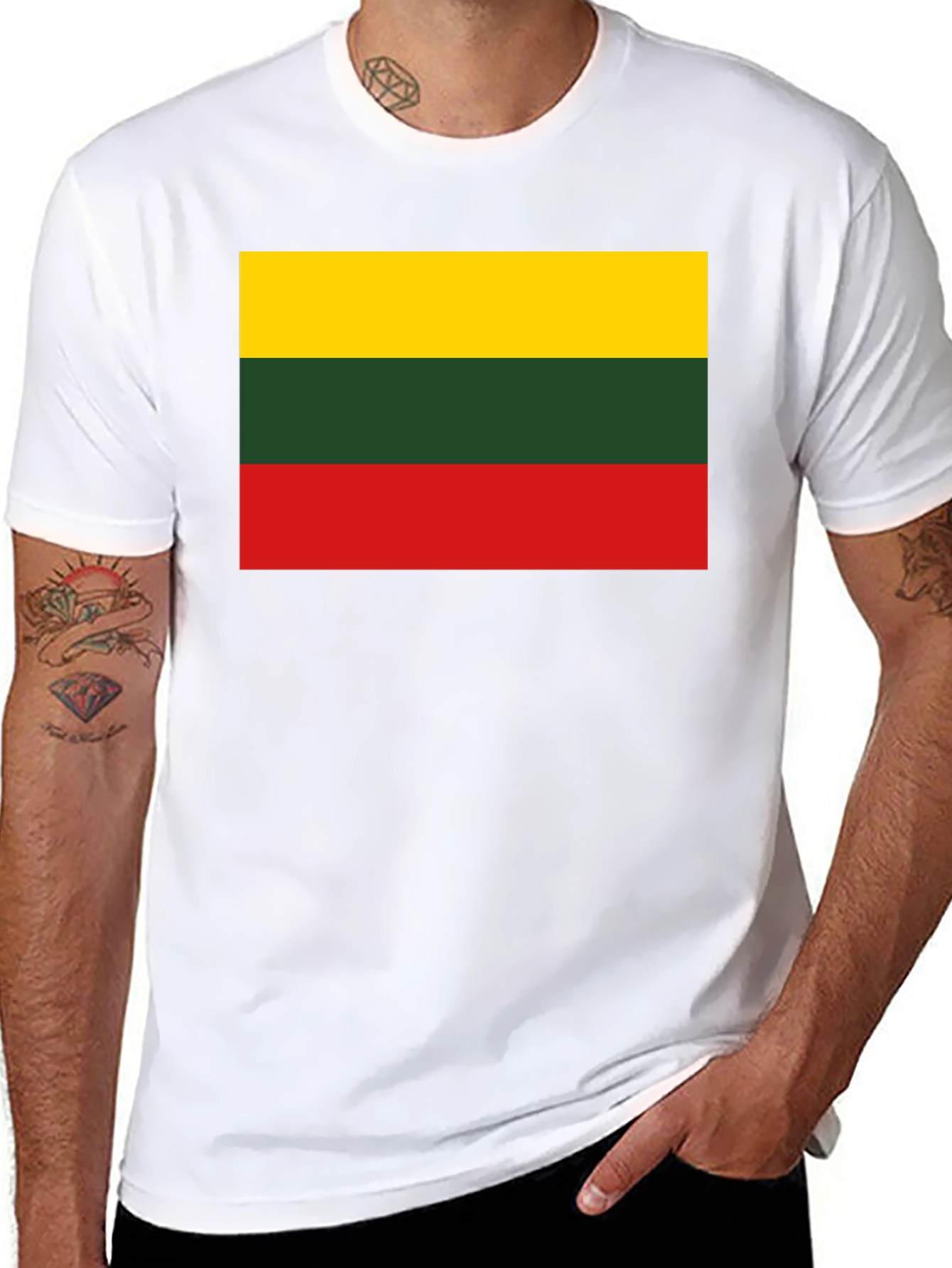Camiseta Negra con Bandera de Lituania