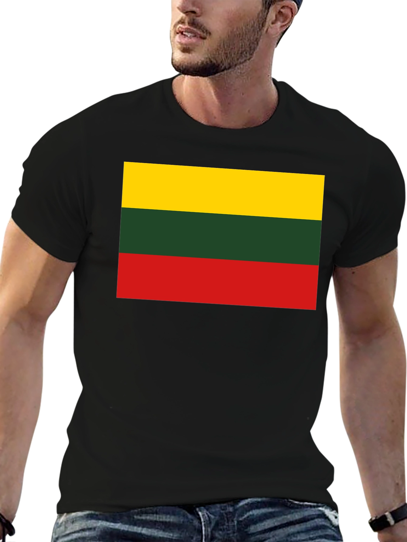 Camiseta Negra con Bandera de Lituania
