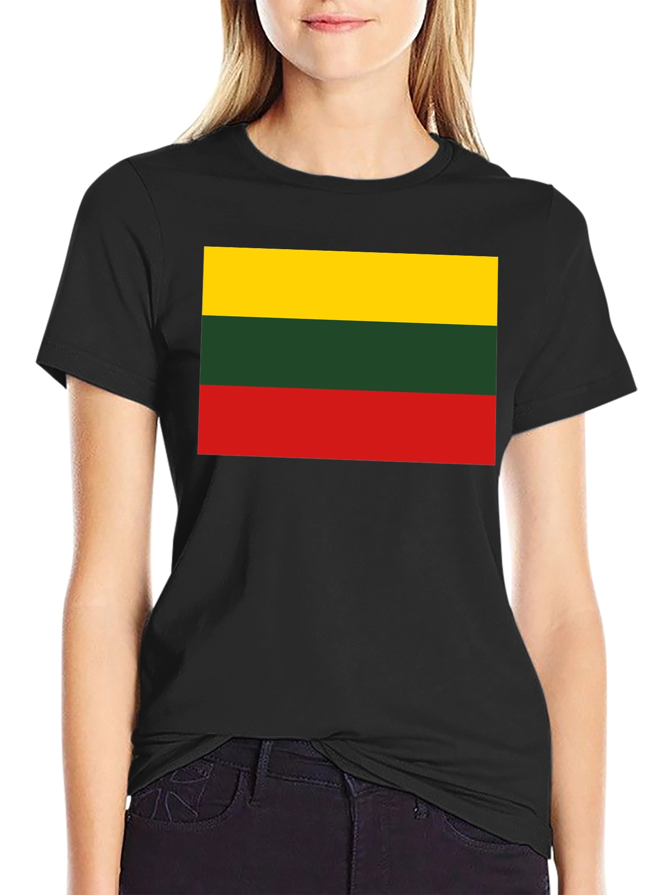 Camiseta Negra con Bandera de Lituania
