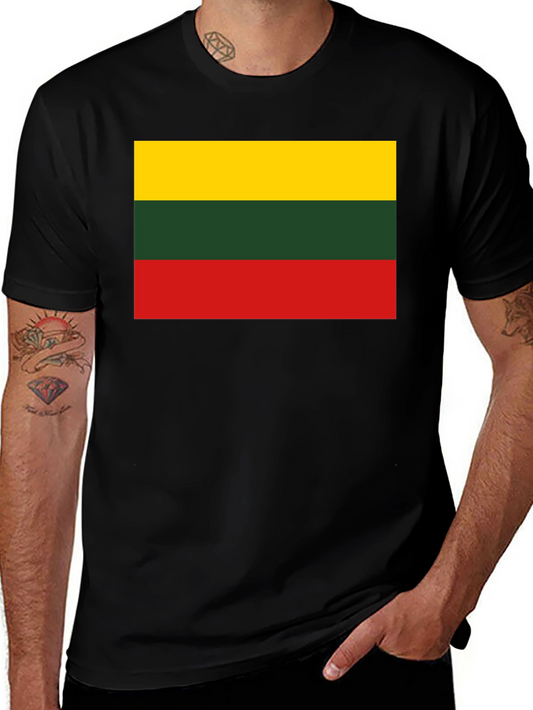 Camiseta Negra con Bandera de Lituania