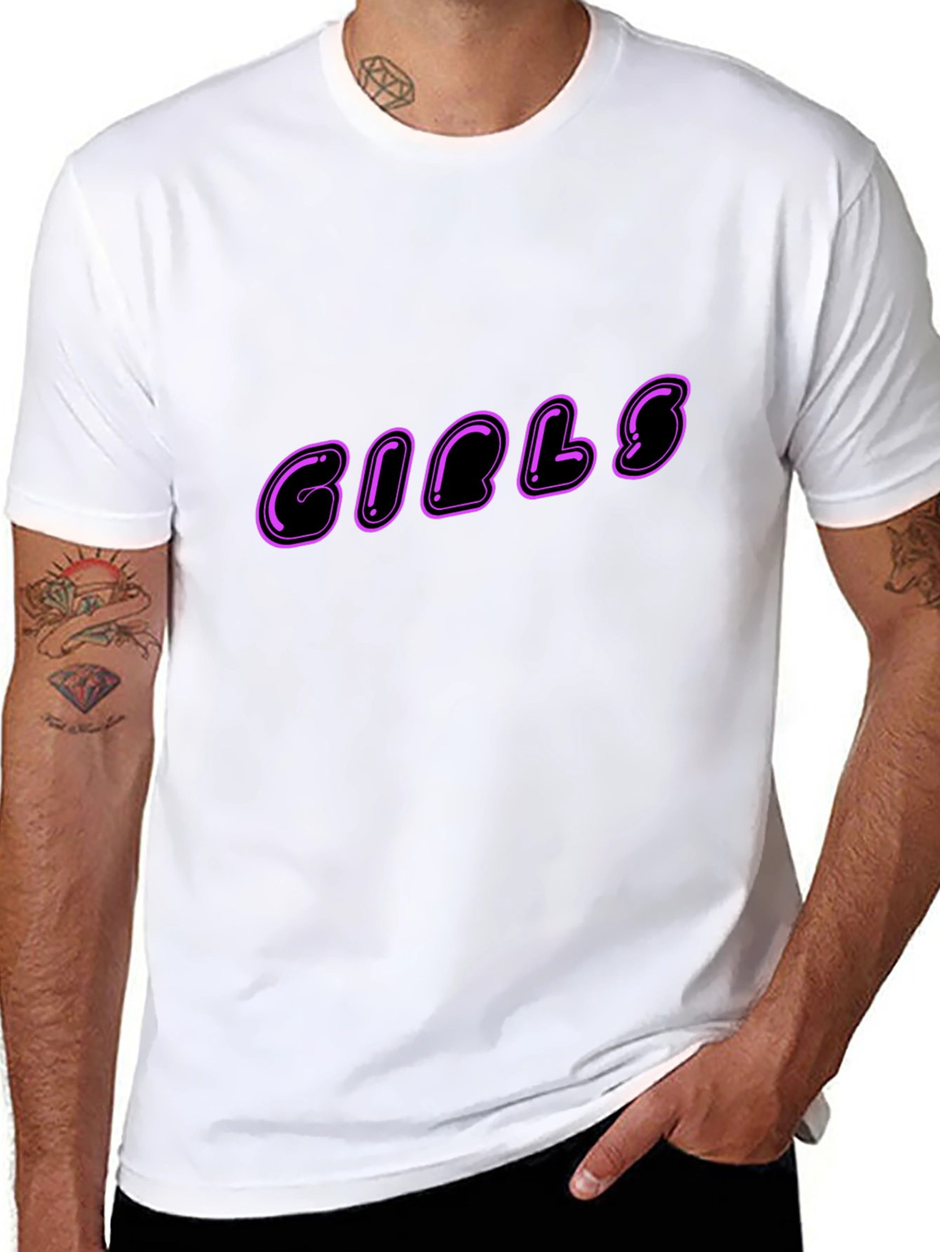 Camiseta Negra Estampada GIBLS