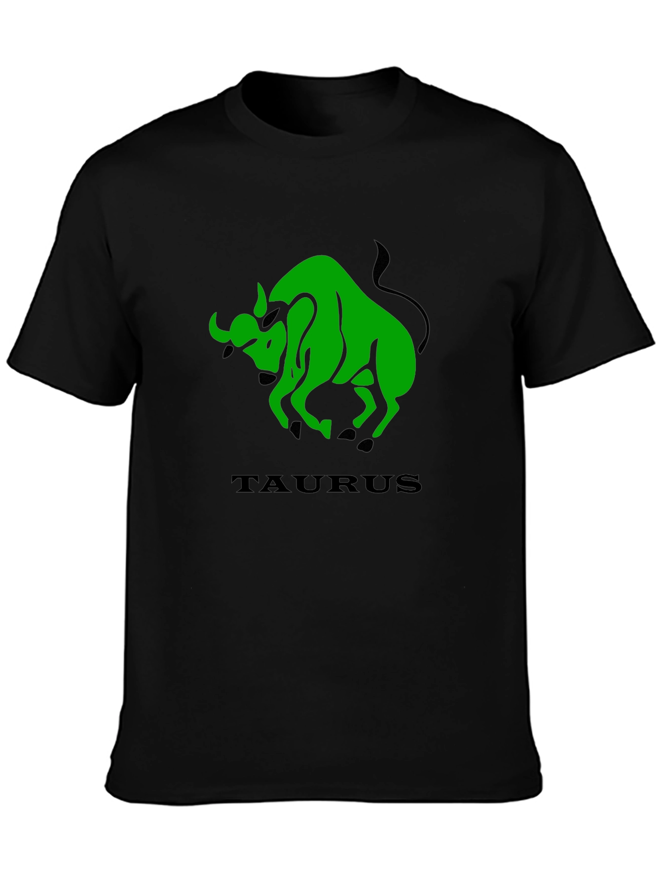 Camiseta Negra con Diseño Tauro Verde