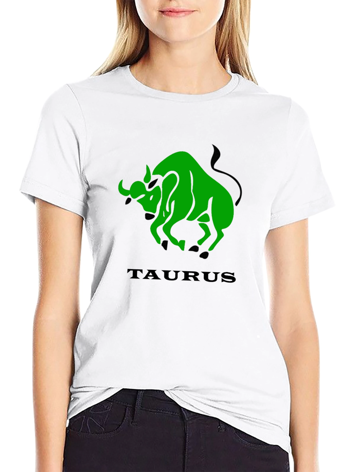 Camiseta Negra con Diseño Tauro Verde