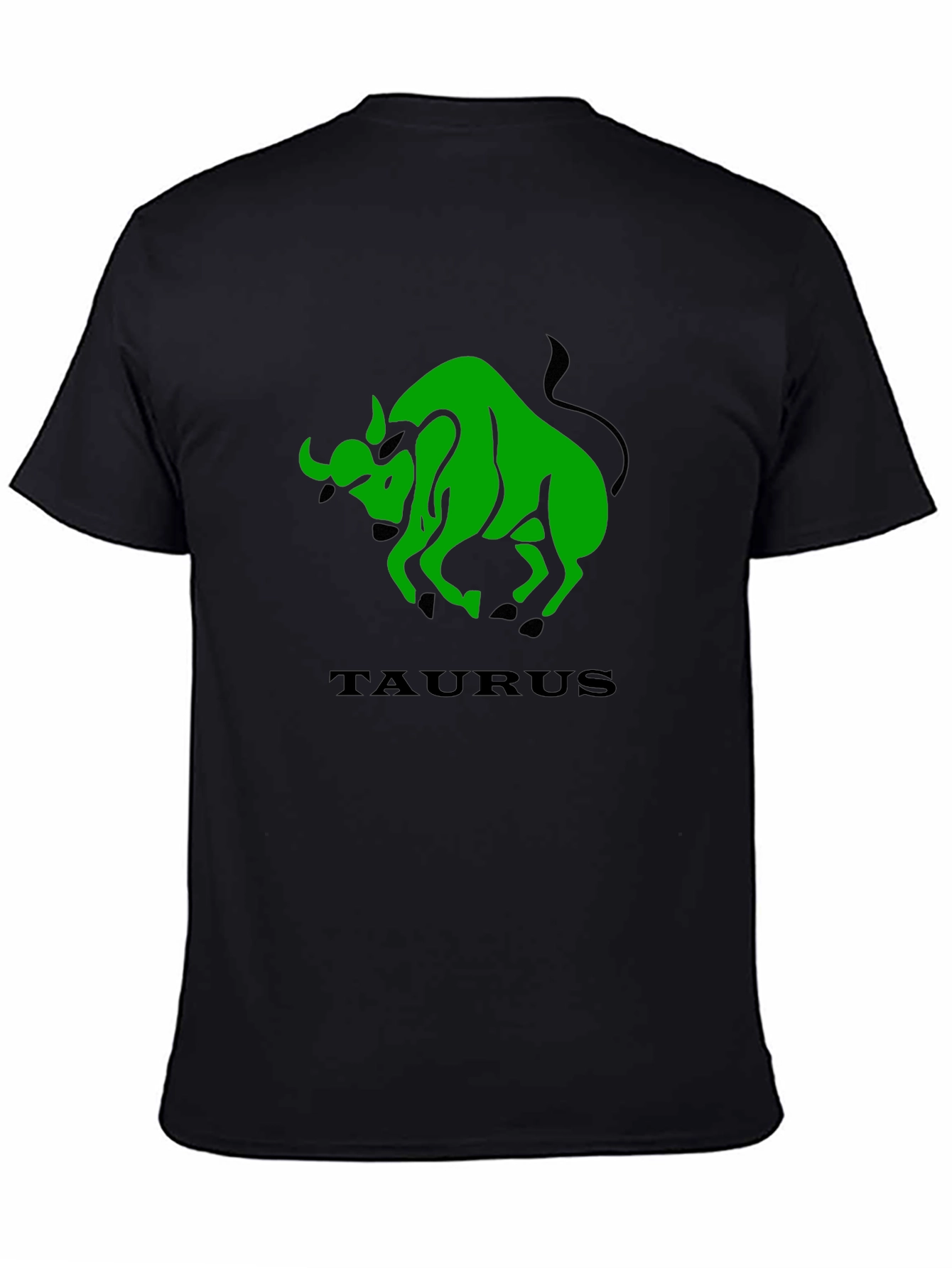 Camiseta Negra con Diseño Tauro Verde