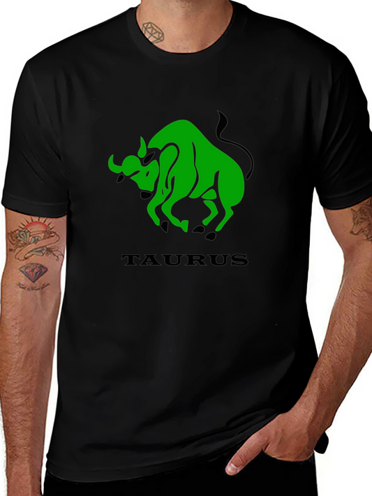 Camiseta Negra con Diseño Tauro Verde