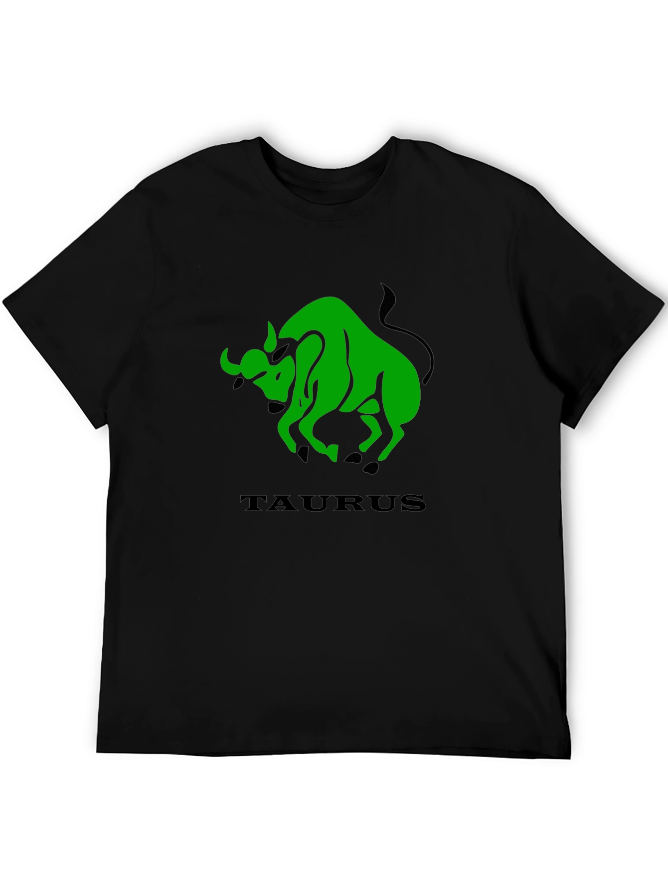 Camiseta Negra con Diseño Tauro Verde