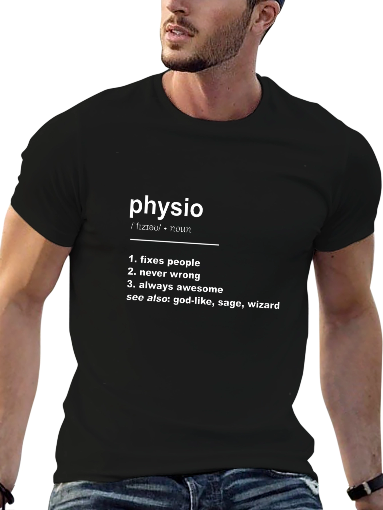 Camiseta Negra Physio: Divertida y Profesional