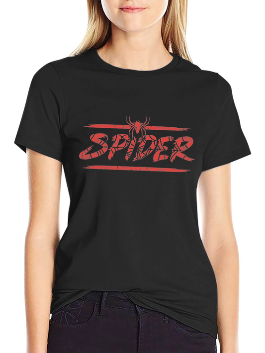 Camiseta Negra con Diseño de Araña Roja
