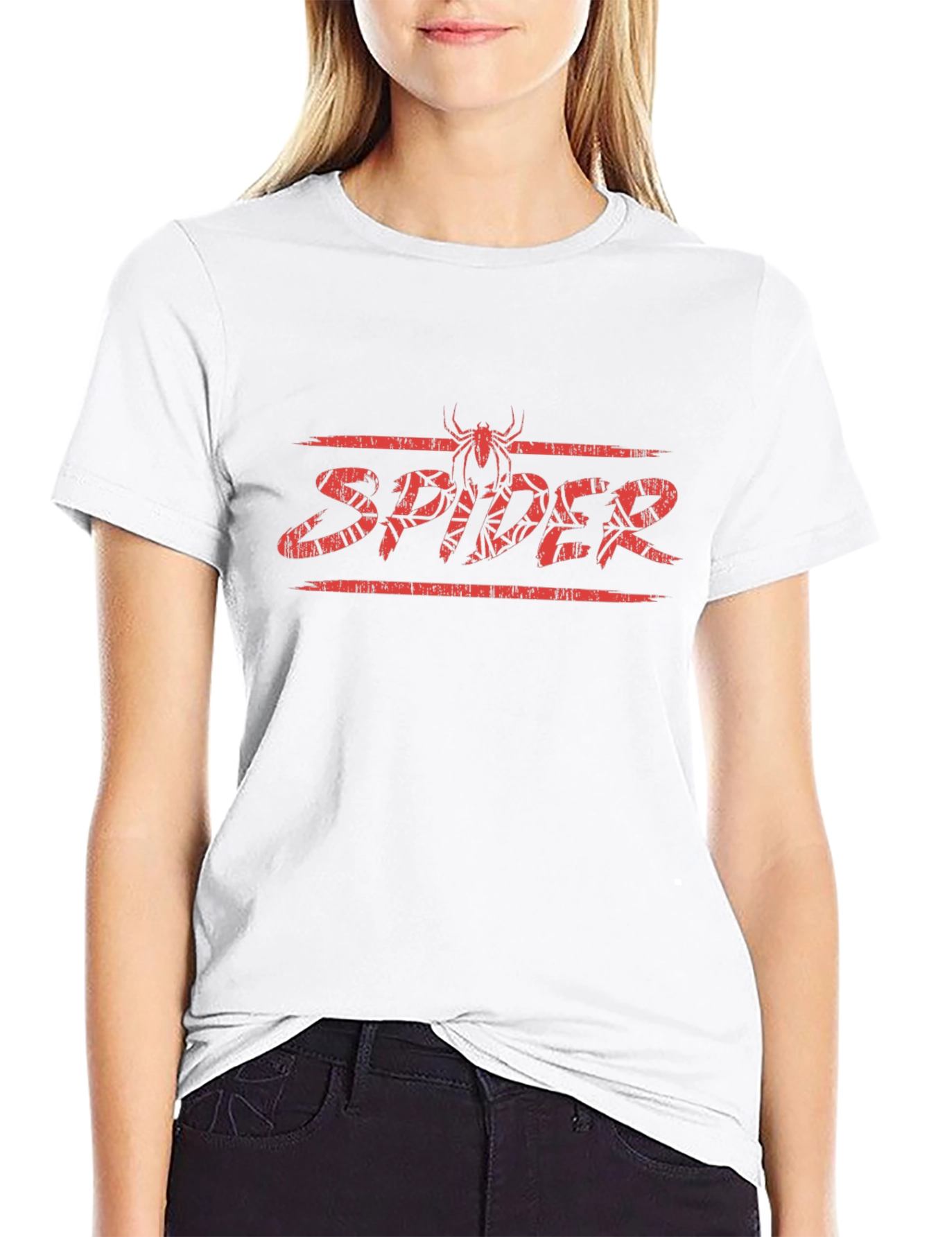 Camiseta Negra con Diseño de Araña Roja