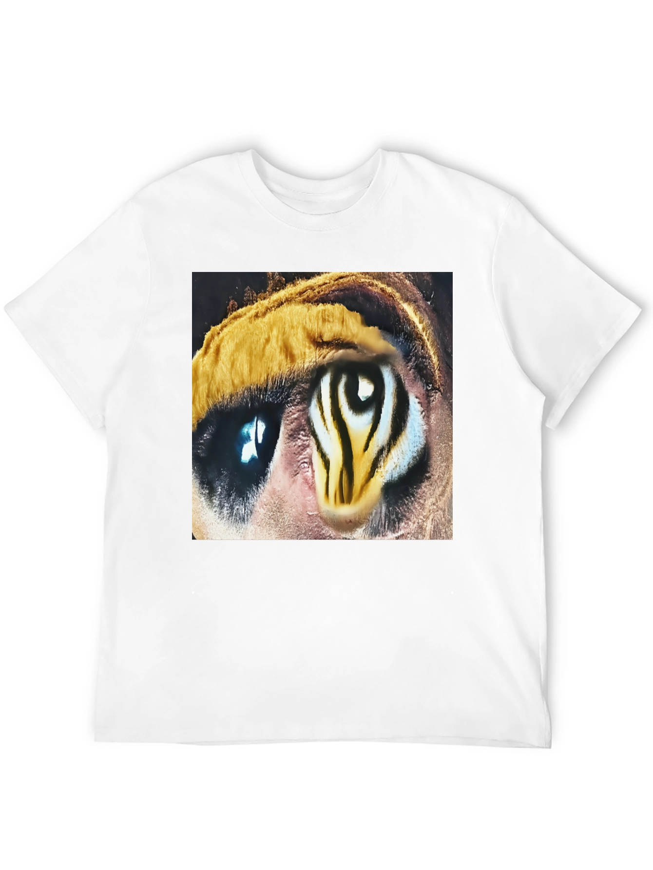 Camiseta Negra con Diseño Ojo de Tigre Abstracto
