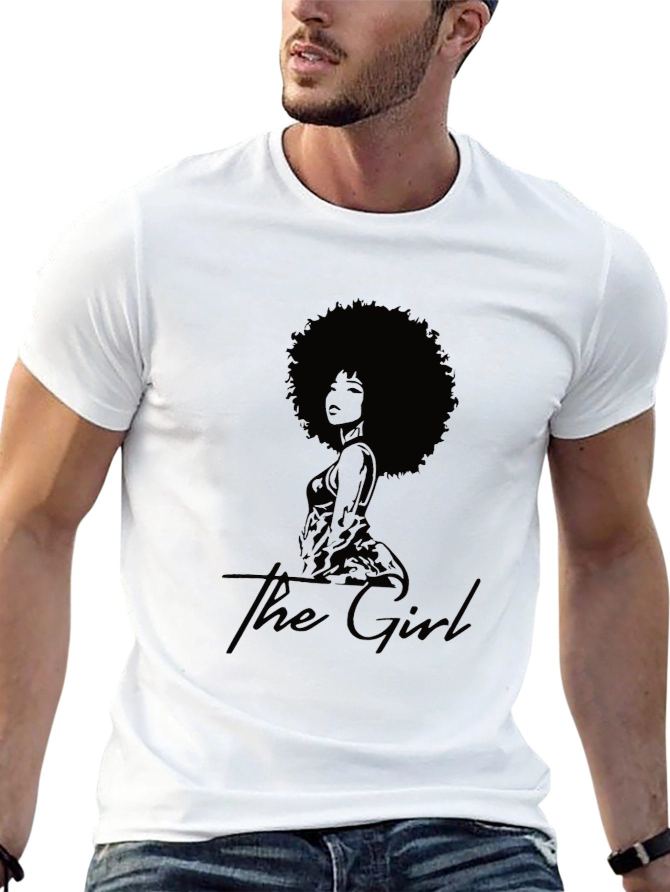 Camiseta Negra The Girl Diseño Afro