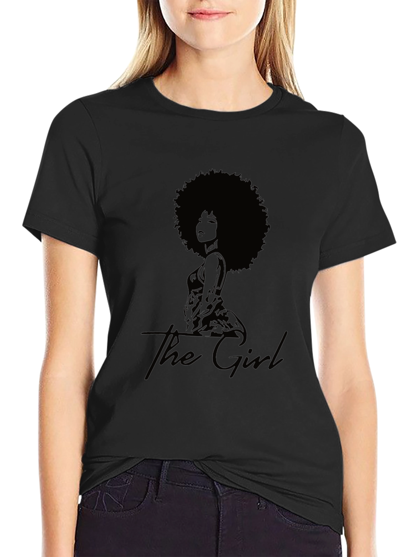 Camiseta Negra The Girl Diseño Afro