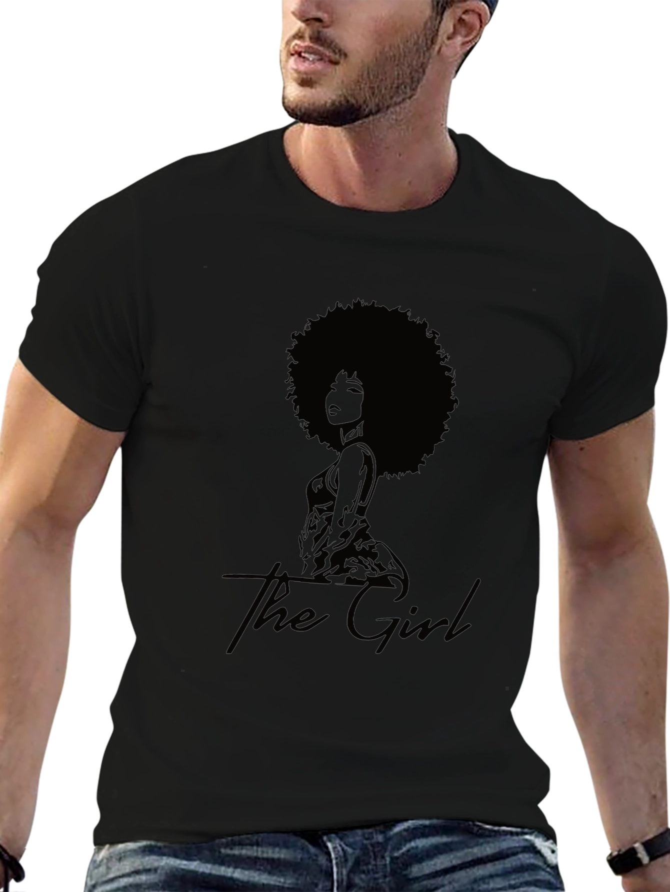 Camiseta Negra The Girl Diseño Afro