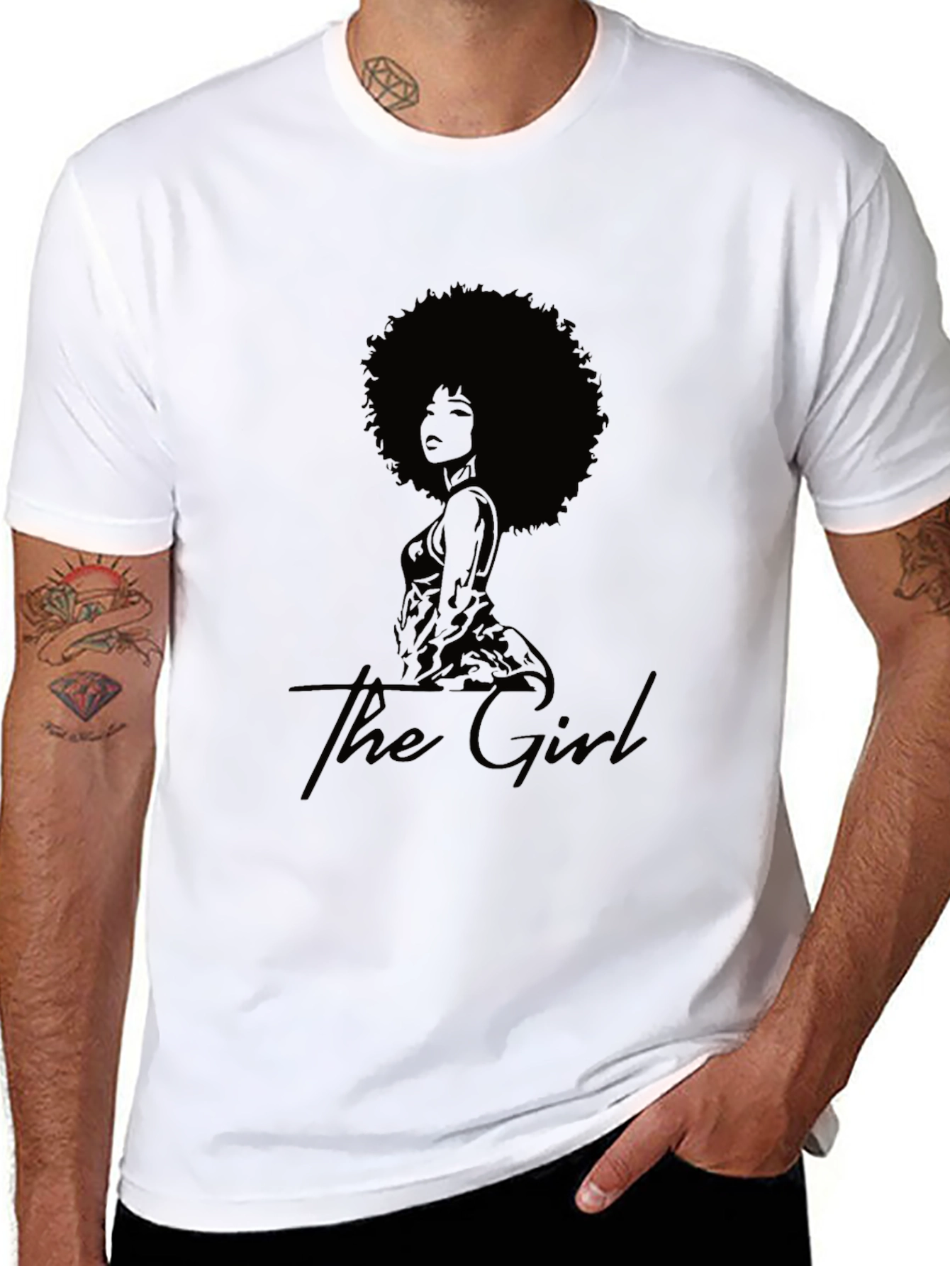 Camiseta Negra The Girl Diseño Afro