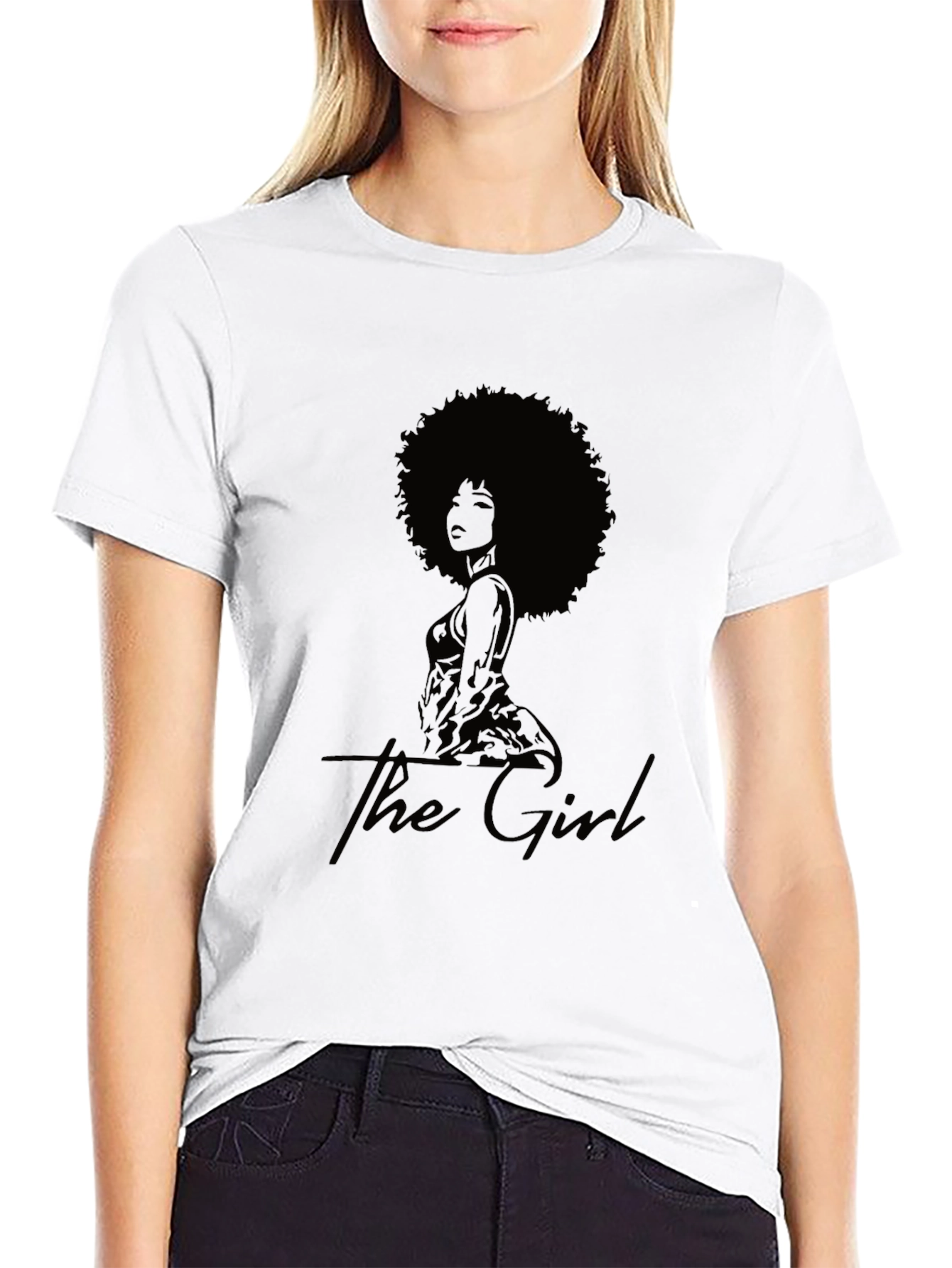 Camiseta Negra The Girl Diseño Afro