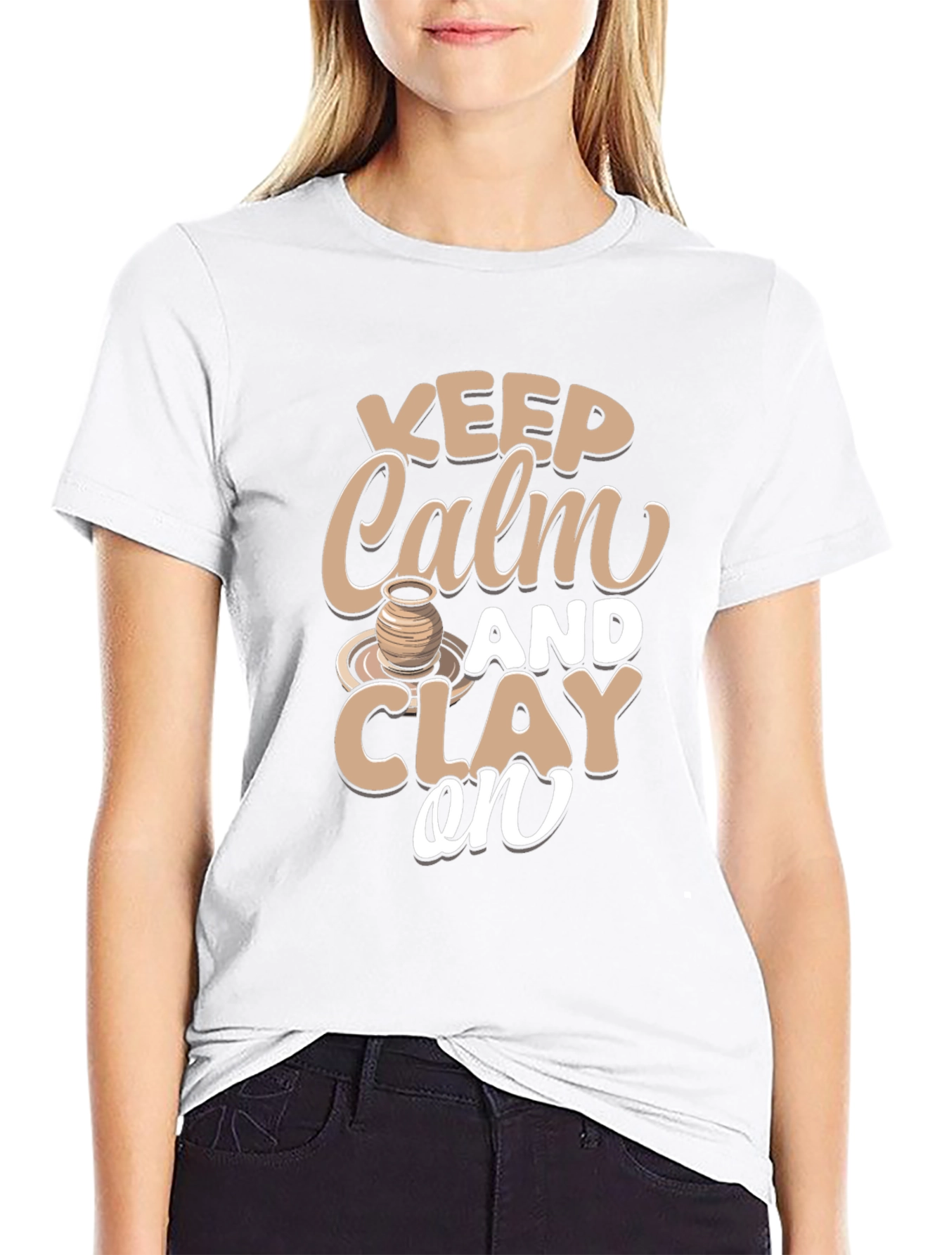 Camiseta Negra Keep Calm and Clay On