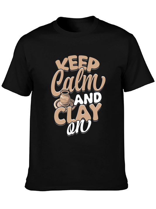 Camiseta Negra Keep Calm and Clay On