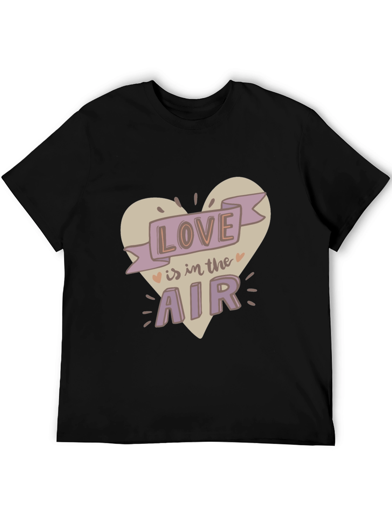 Camiseta Negra Estampado Romántico Love is in the Air