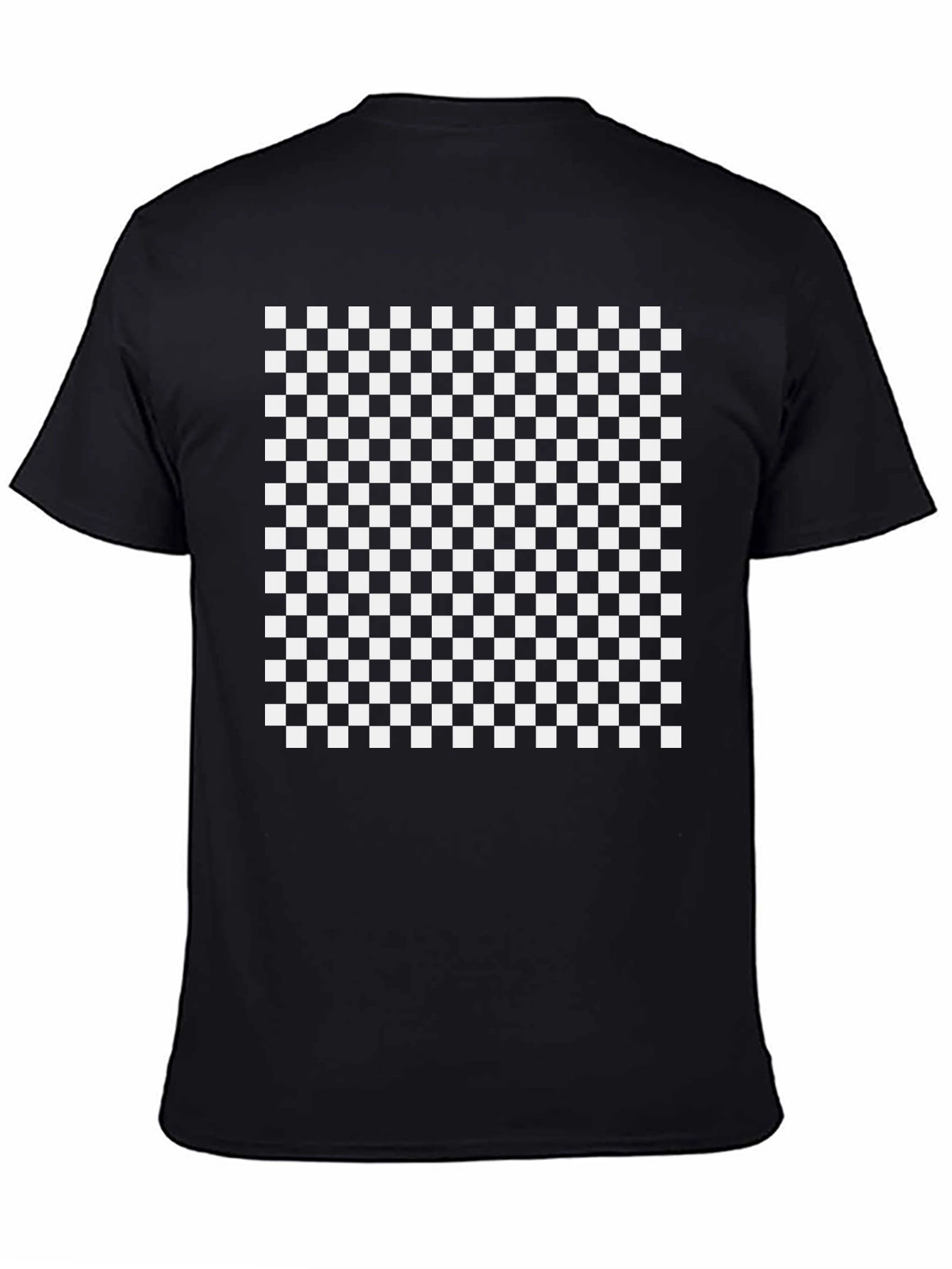 Camiseta Negra Estampado Damero Blanco/Negro
