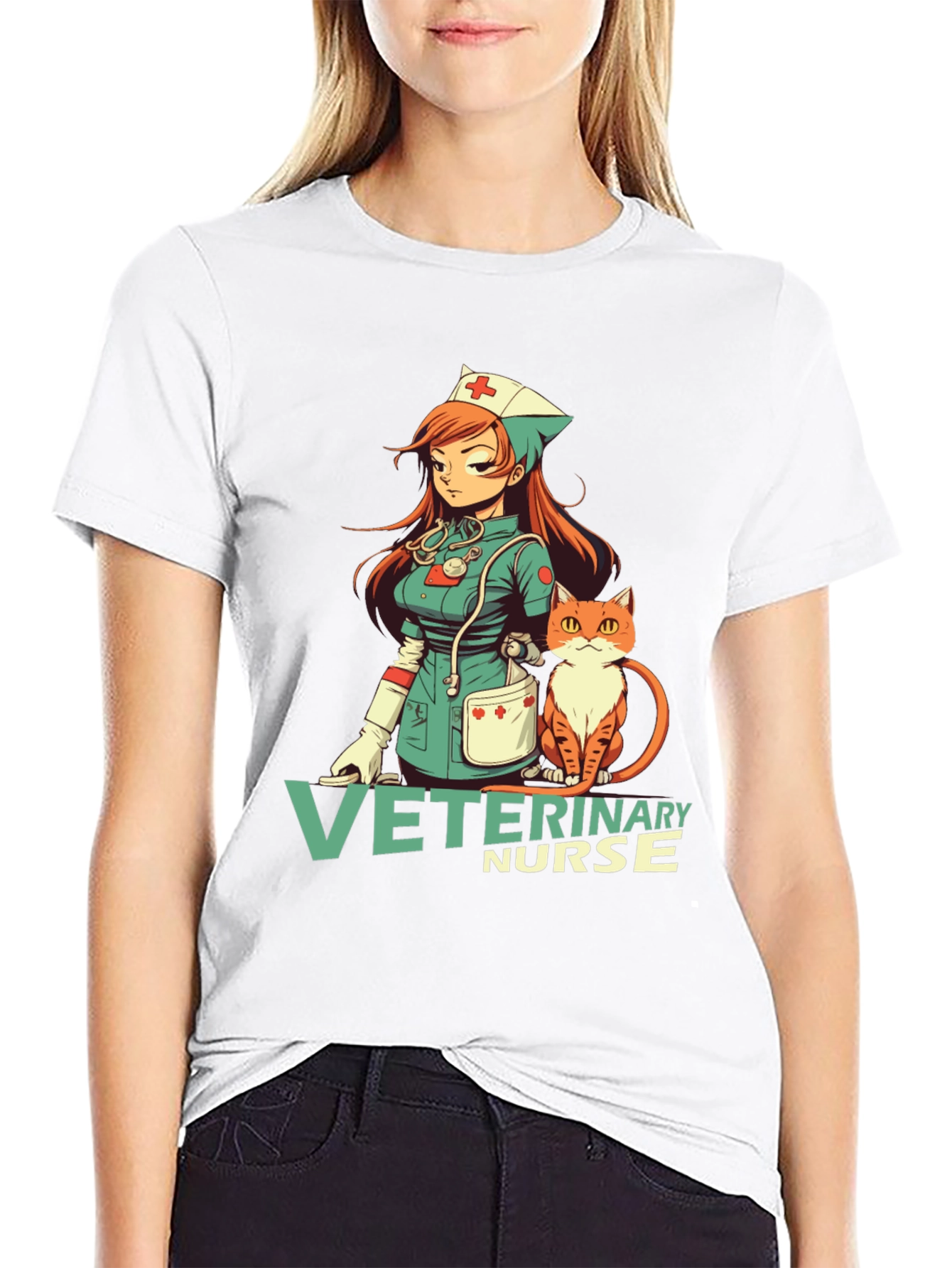 Camiseta Negra con Diseño Veterinario Anime