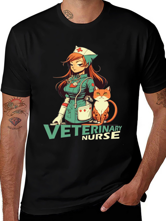 Camiseta Negra con Diseño Veterinario Anime
