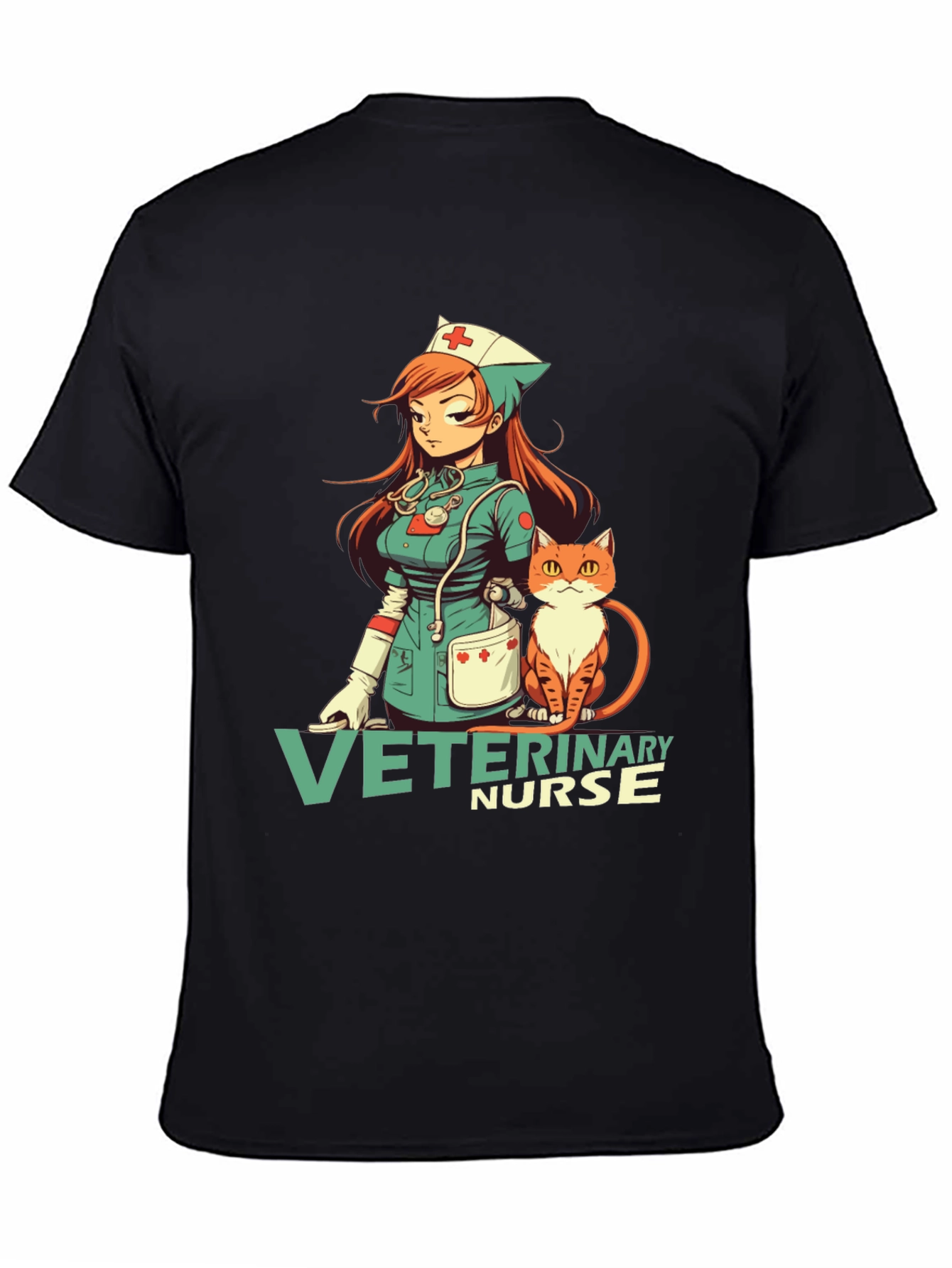 Camiseta Negra con Diseño Veterinario Anime